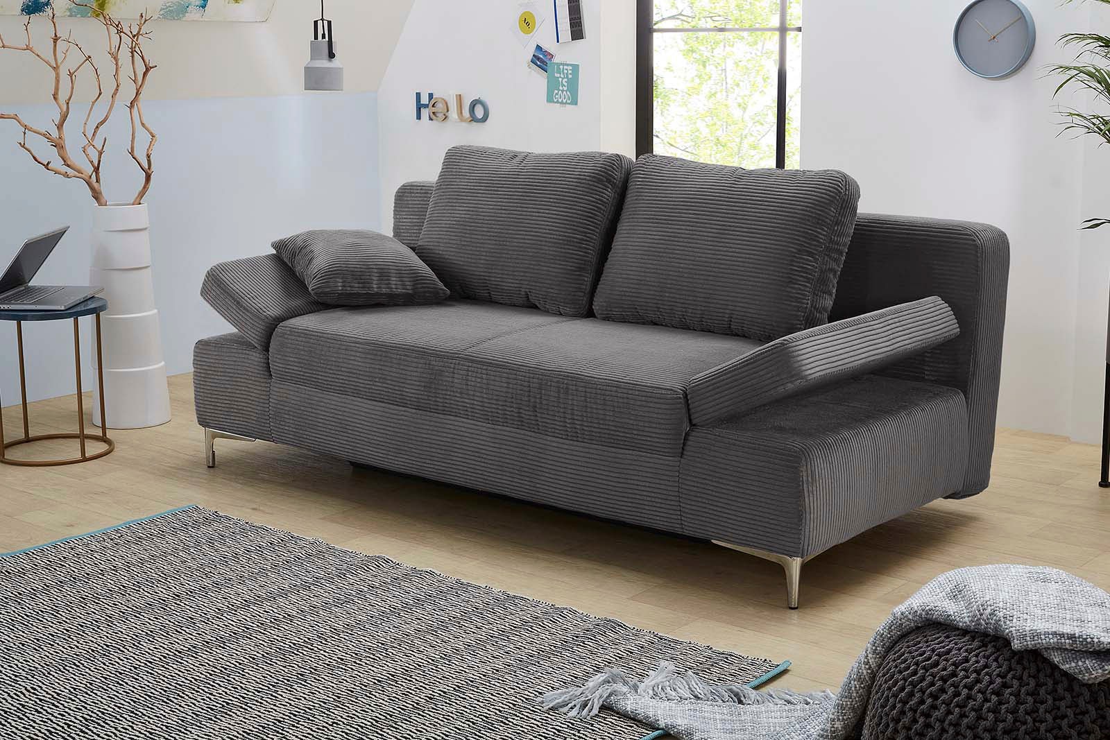 Jockenhöfer Gruppe Canapé-lit »Jano, B: 202 cm, Liegefl. 144x200 cm« mit Bettfunktion, Bettkasten, Armteilverstellung & 1 Zierkissen