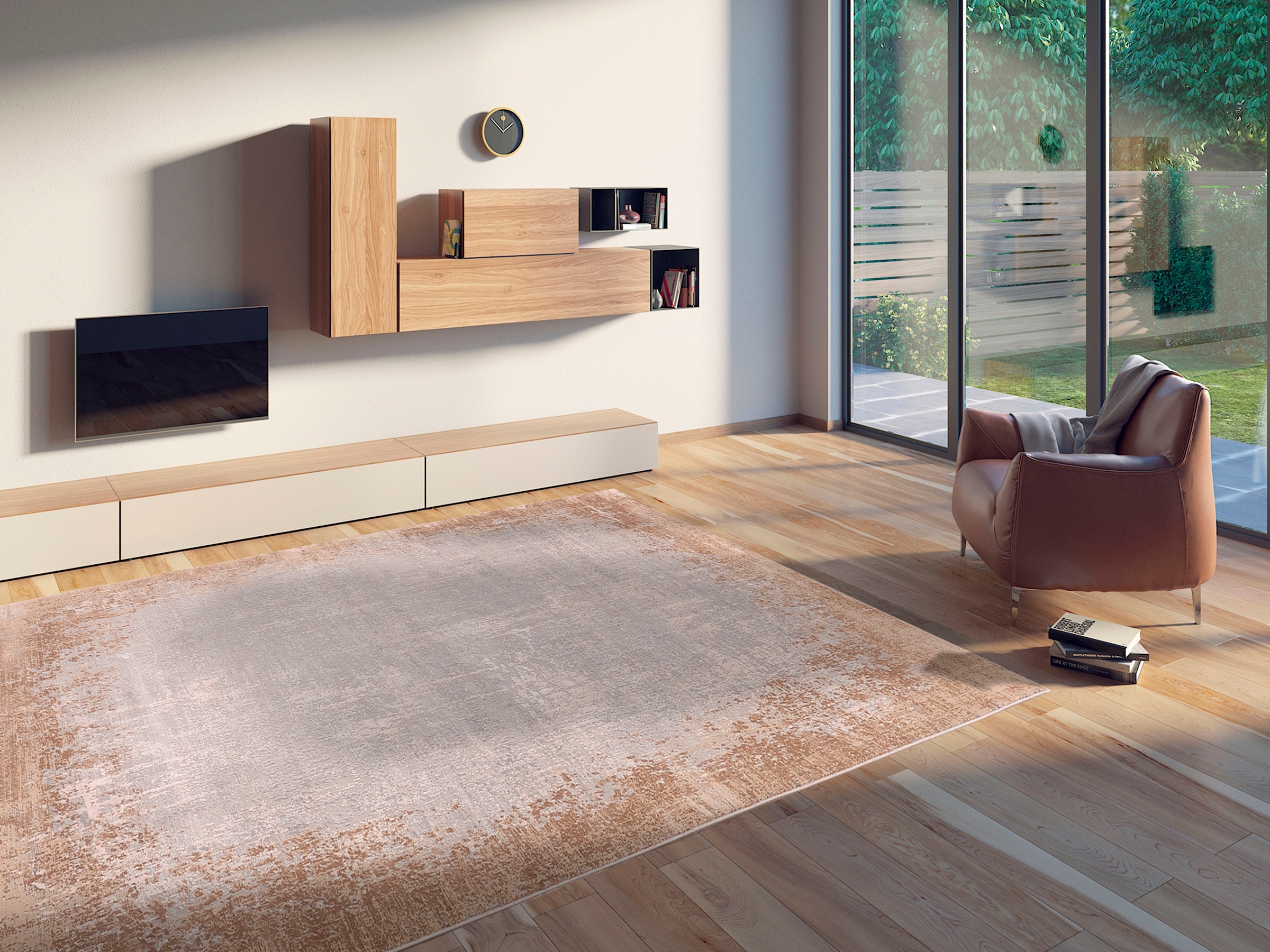 WK WOHNEN Tapis »BORDER« Rectangulaire 8 mm Höhe hochwertiger Viskoseanteil, samtweiche Oberfläche mit 3 D Effekt