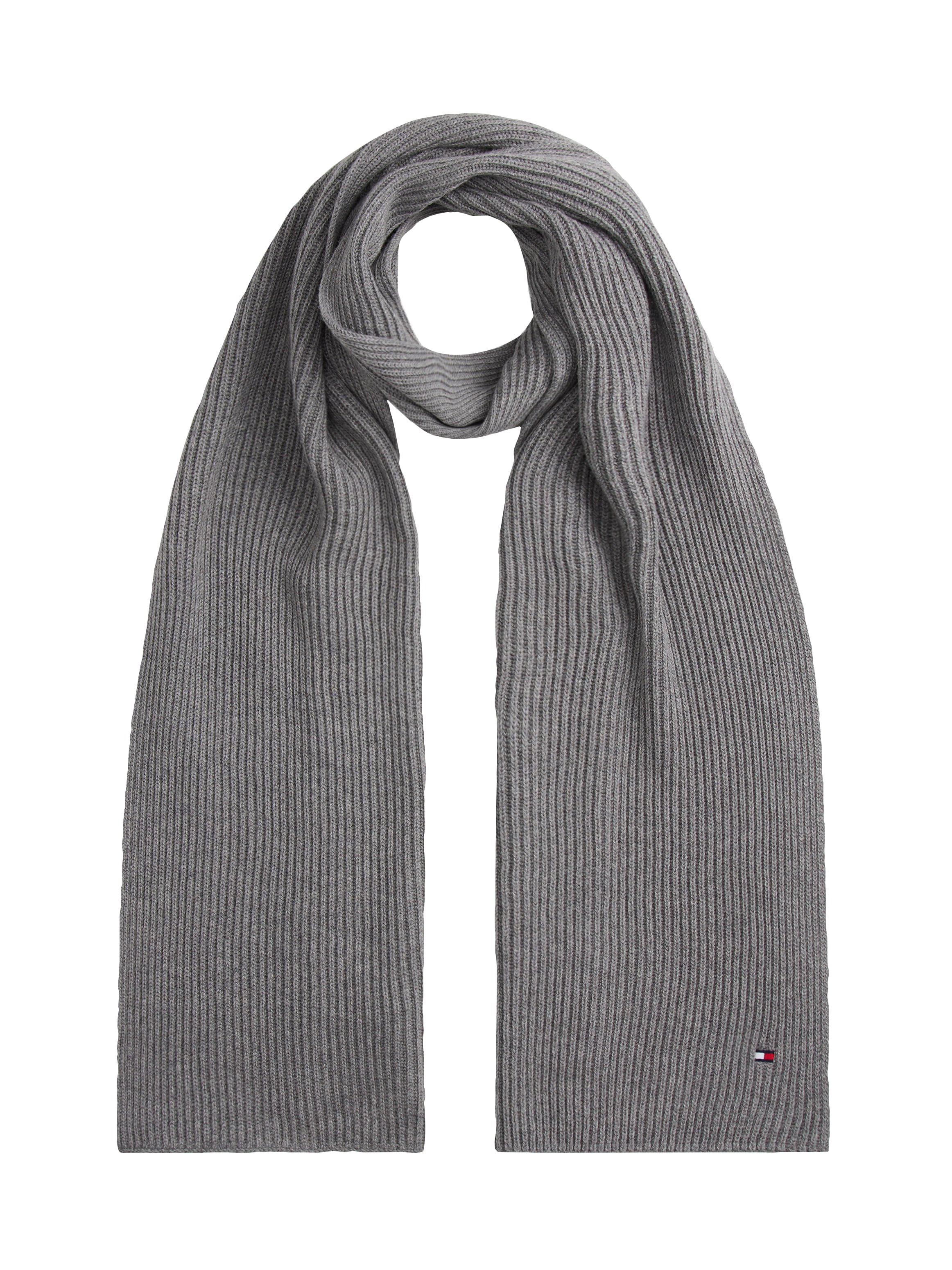 Tommy Hilfiger Strickschal »TH FLAG PIMA COTTON CASH SCARF« mit Logostickerei, mit Kaschmiranteil Unisex