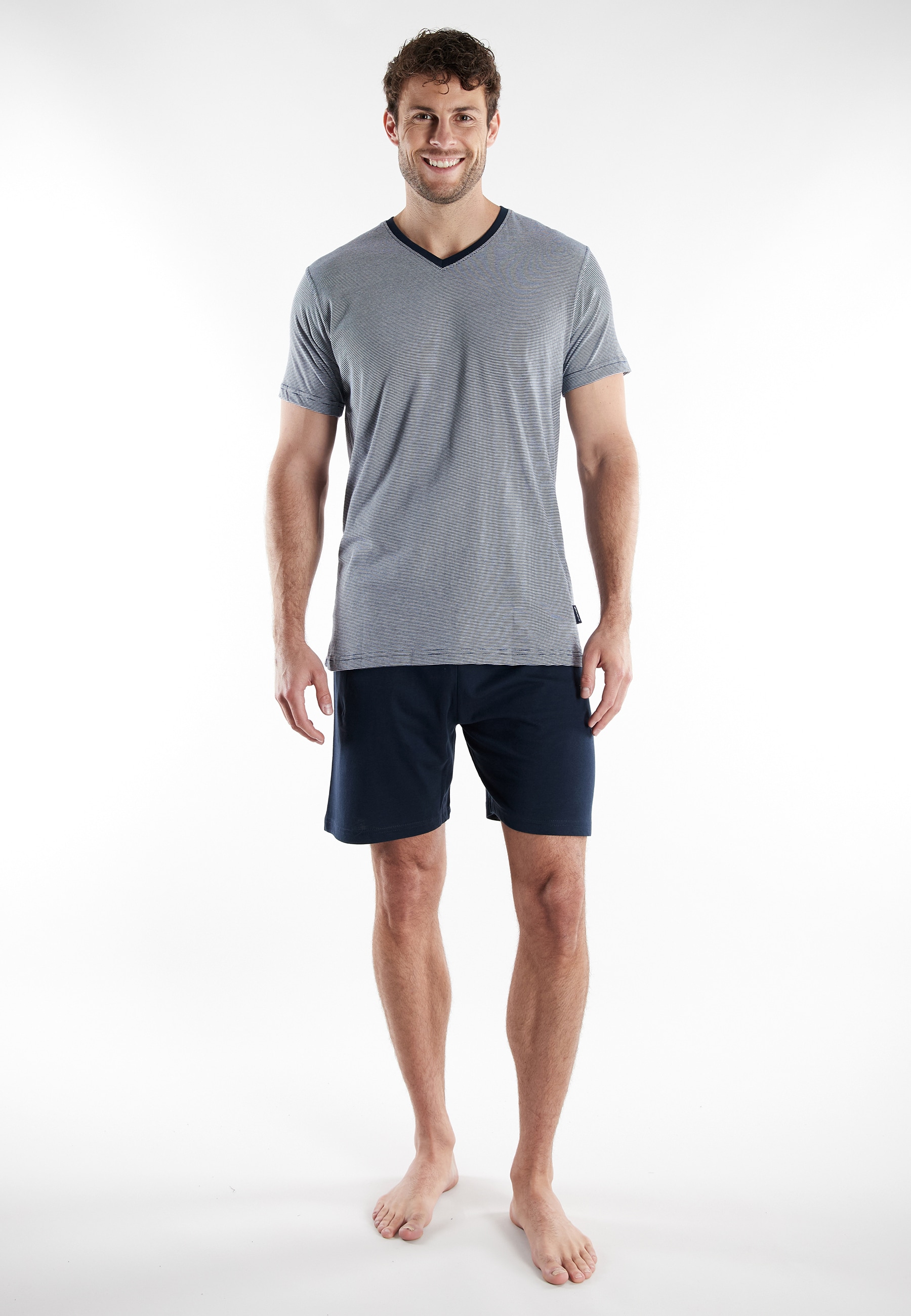 TOM TAILOR Shorty »Nevada« 2 pièces Streifendesign, Kurzarm, V-Ausschnitt, kurze Hose