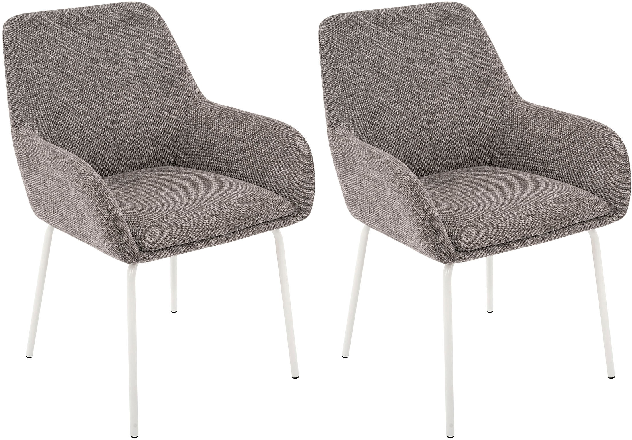 GOODproduct Chaise de salle à manger »Gabbie« (Set) 2 cuismit weissen Metallbeinen, Webstoff Bezug, Sitzhöhe 47,5 cm