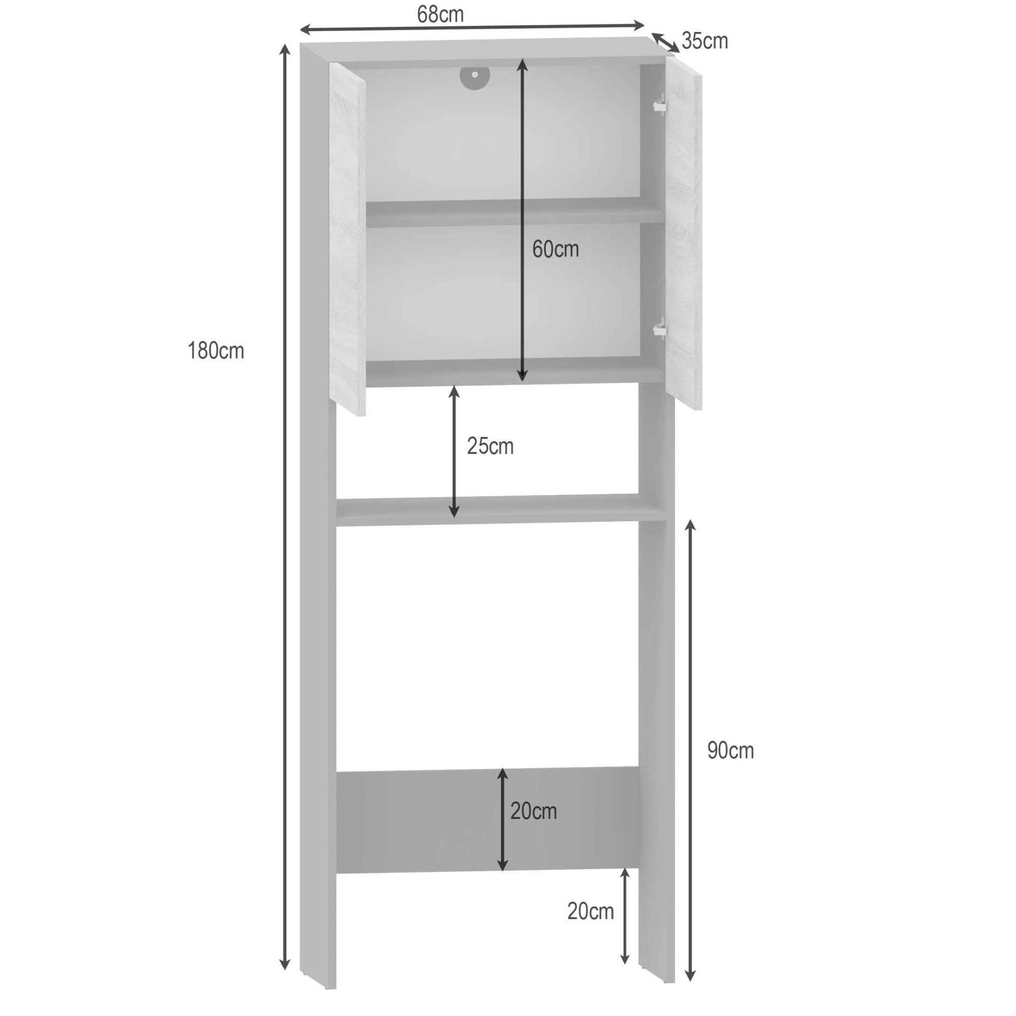 Home affaire Waschmaschinenumbauschrank »Wisla« mit 2 Türen, Breite 68 cm, Höhe 180 cm