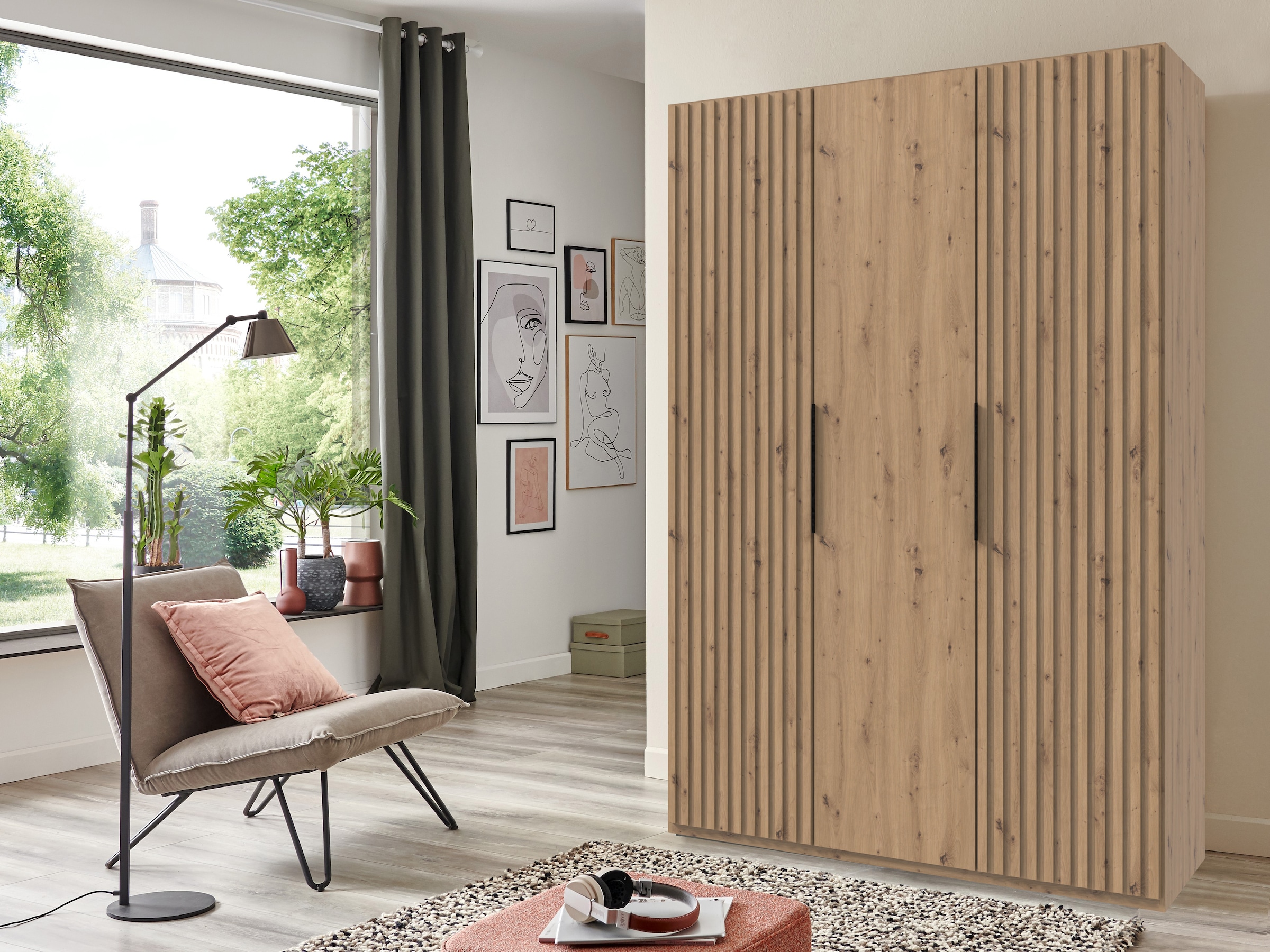 Wimex Armoire à portes battantes »Andorra by fresh to go« Mit 3D-Leisten für Akustikpaneel-Optik