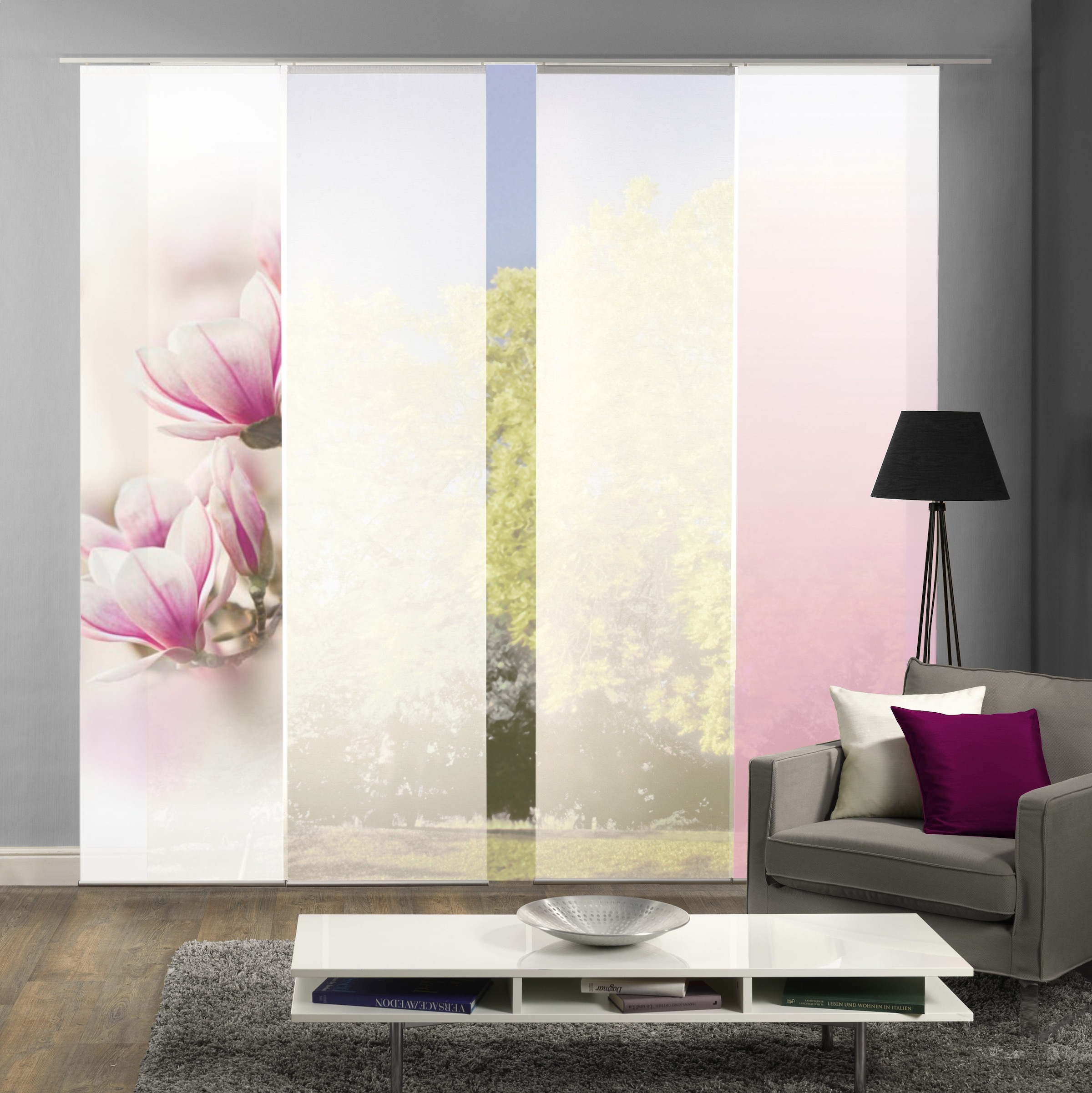 HOME WOHNIDEEN Schiebegardine »MAGNONE« Klettband 4 Stk. tlg. HxB: 245x60, inkl. Befestigungszubehör