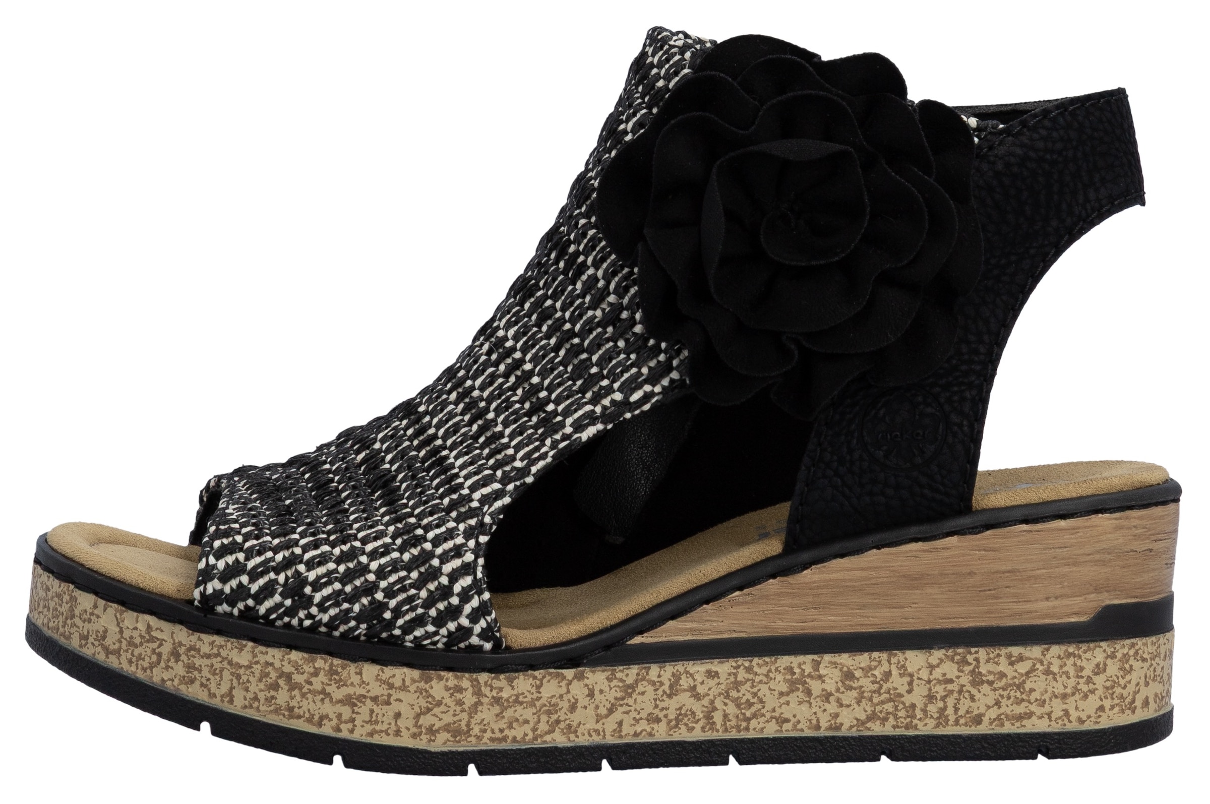 Rieker Schaftsandalette  Keilsandale, Sommerschuh, Plateausandalette mit Blüte