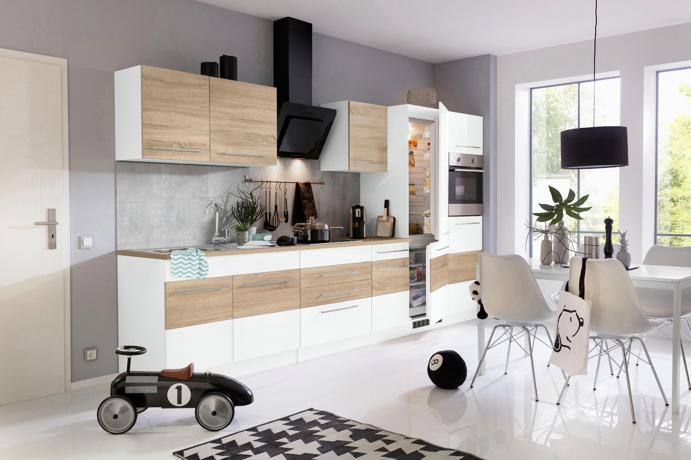 KOCHSTATION Kitchenette »KS-Trient« largeur 350 cm, au choix avec appareils électriques, avec plan de travail