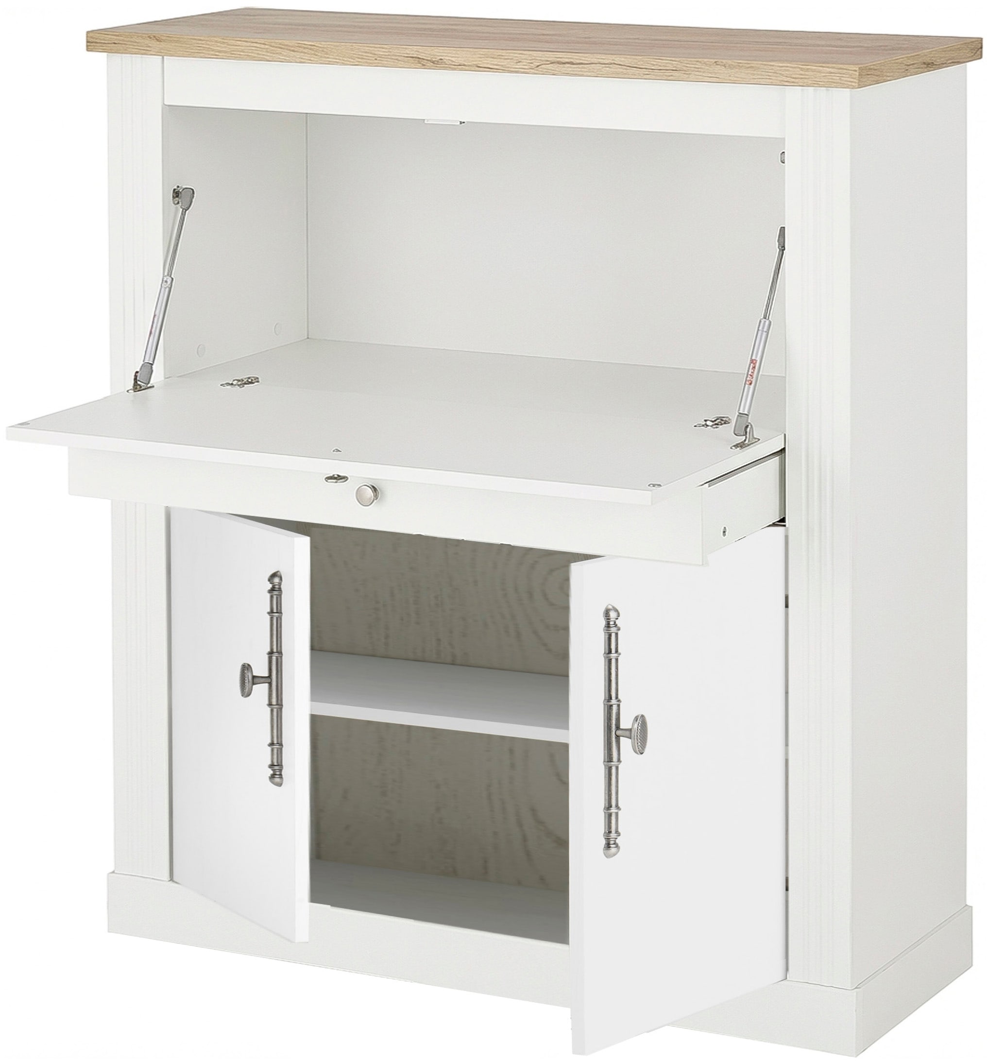 GOODproduct Secrétaire »Westminster, PC-Schrank mit klappbarer Tischplatte, Schreibtisch« Bureau home office, compartiment moniteur/ordinateur portable, avec canal pour câbles