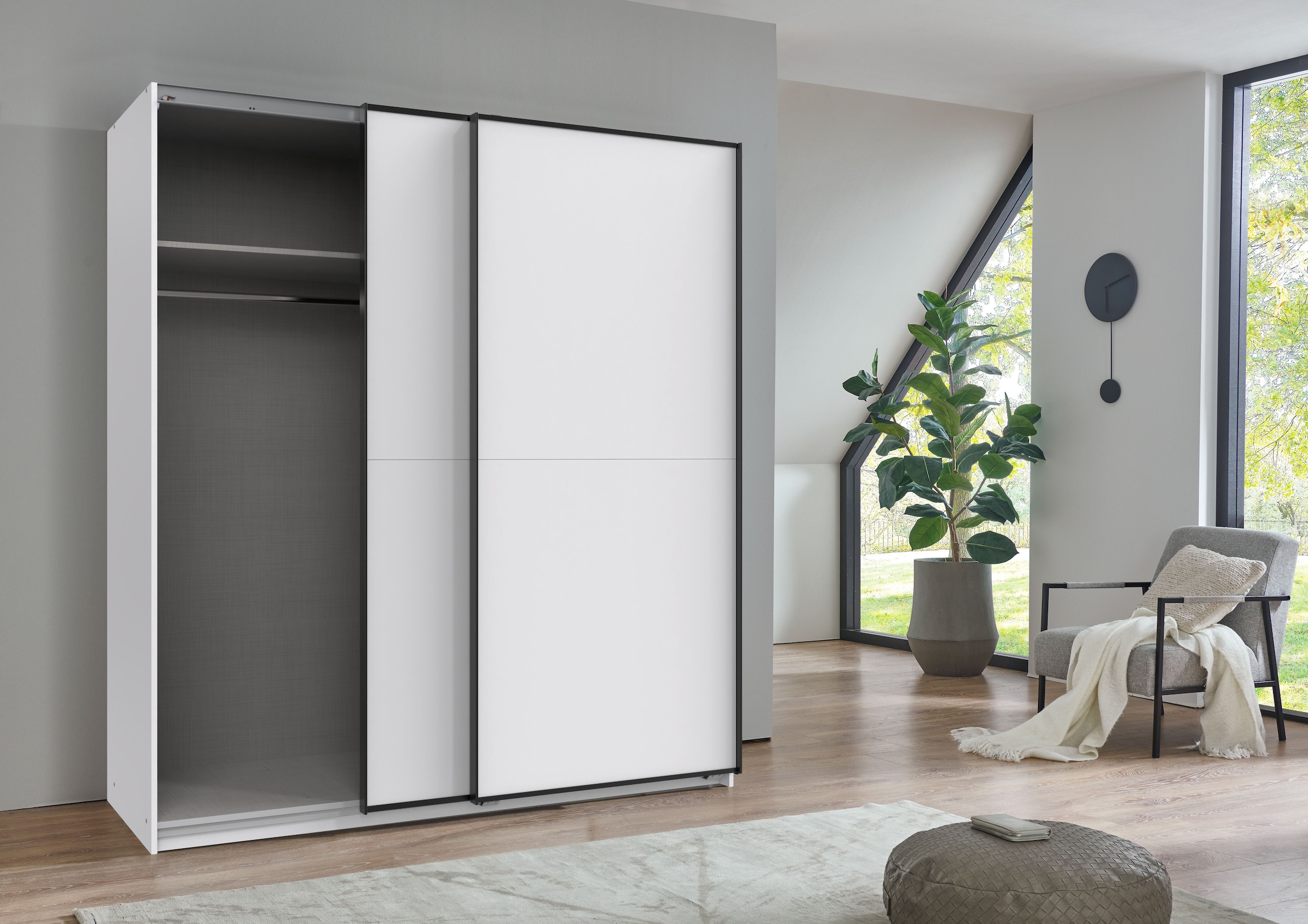Wimex Schwebetürenschrank »Neu-Ulm in der Breite 180cm, in verschiedenen Farben erhältlich« Mit schwarzen Griffleisten