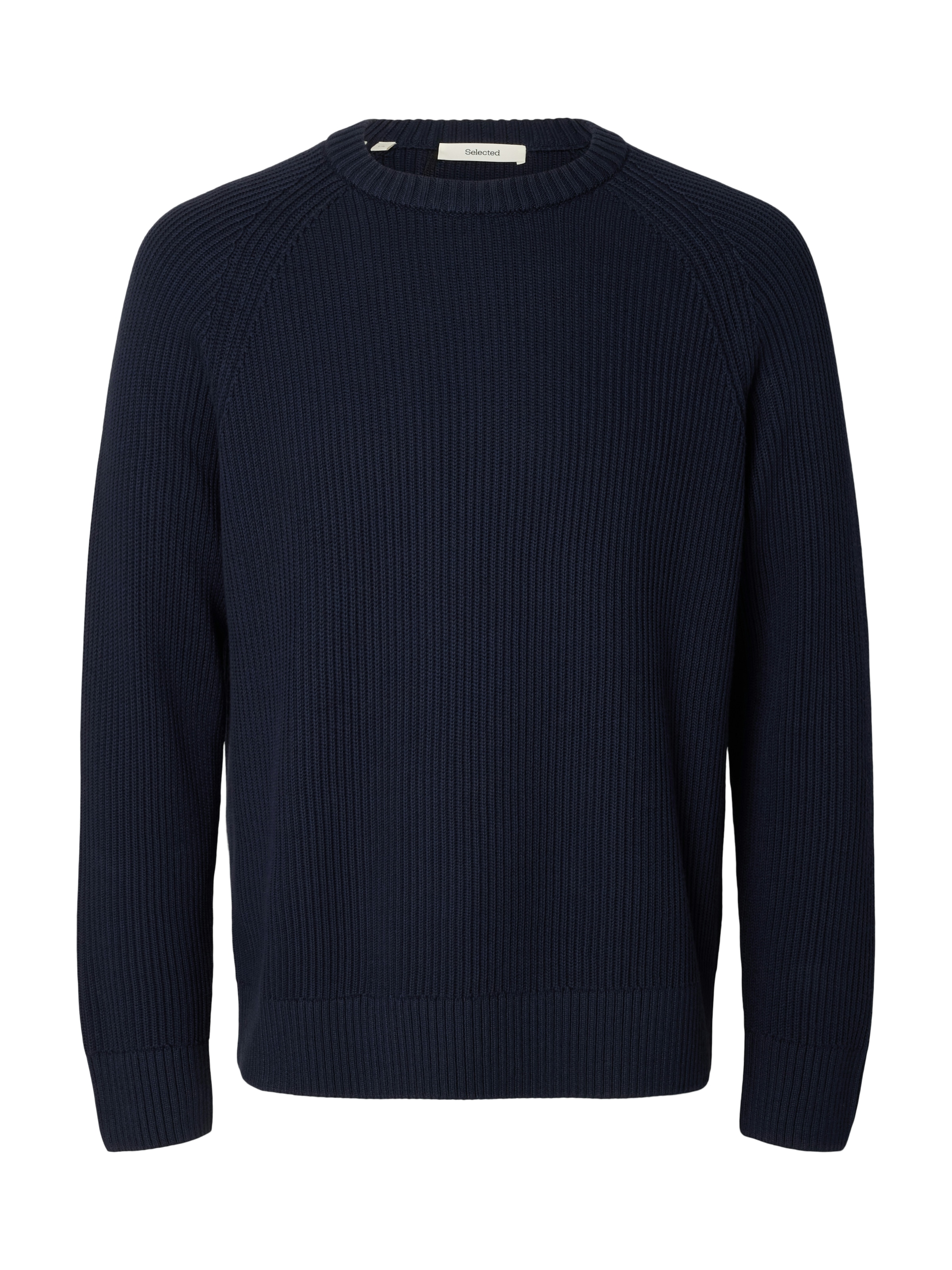 SELECTED Pull à col rond »SLMBRAUN KNIT RIB CREW NECK NOOS« coton, coupe décontractée