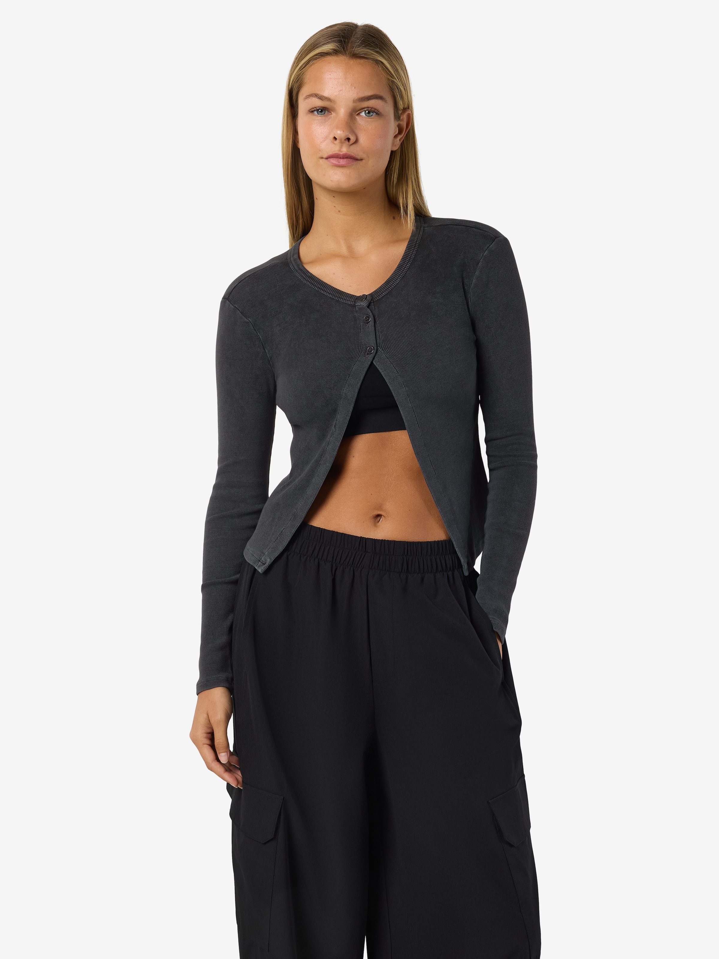 Noisy may Veste en tricot »NMMAYA L/S O NECK WASHED CARDIGAN NOOS« gewaschene Optik