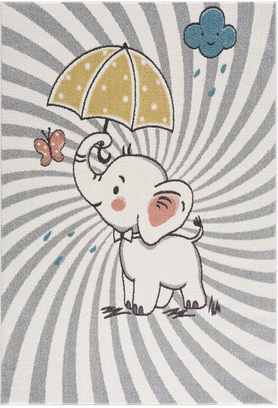 Carpet City Kinderteppich »Anime9388« rechteckig 11 mm Höhe Spielteppich, Elefant, Weicher Flor, Pflegeleicht, Kinderzimmer