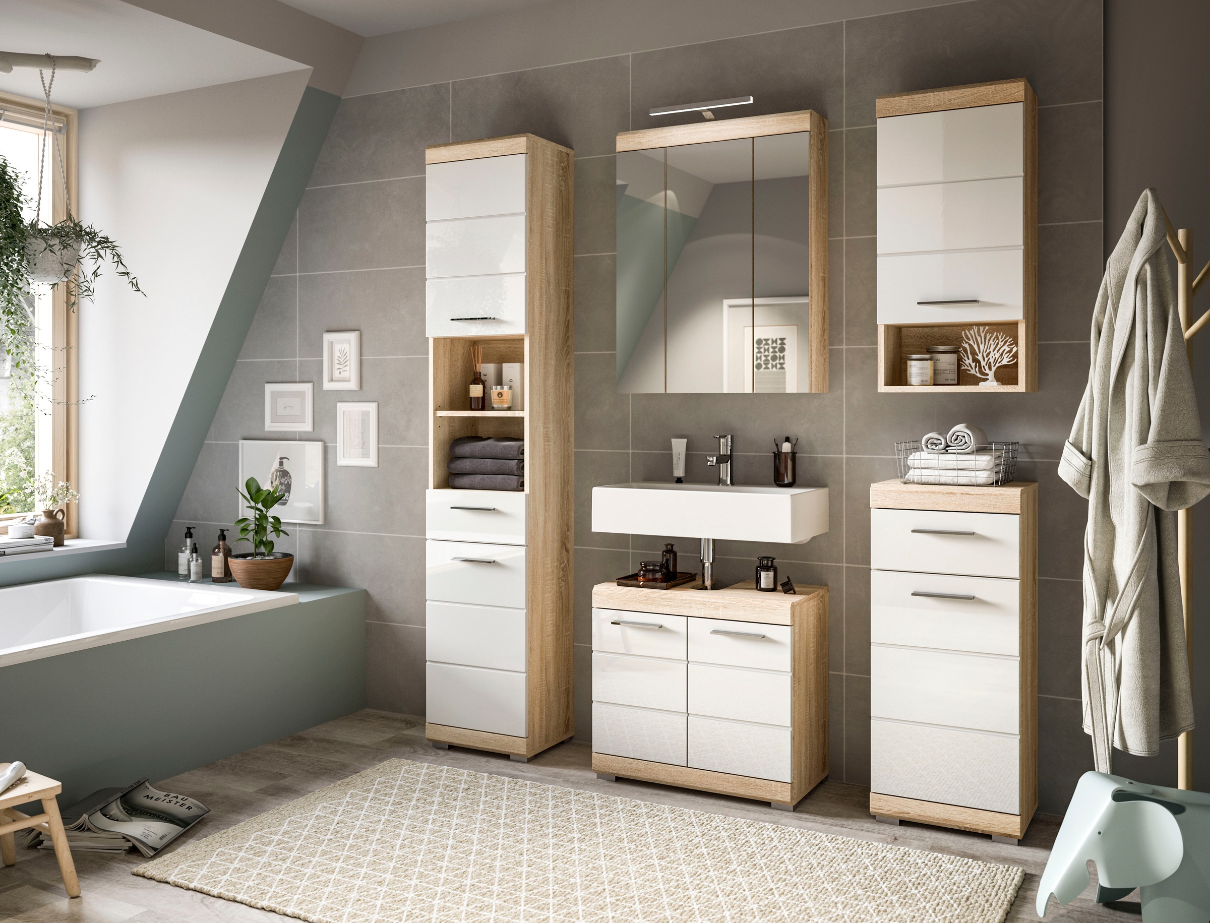 welltime Badmöbel-Set »Siena, 3 teilig, bestehend aus:« Set, TOPSELLER!, 3 Stk. tlg.