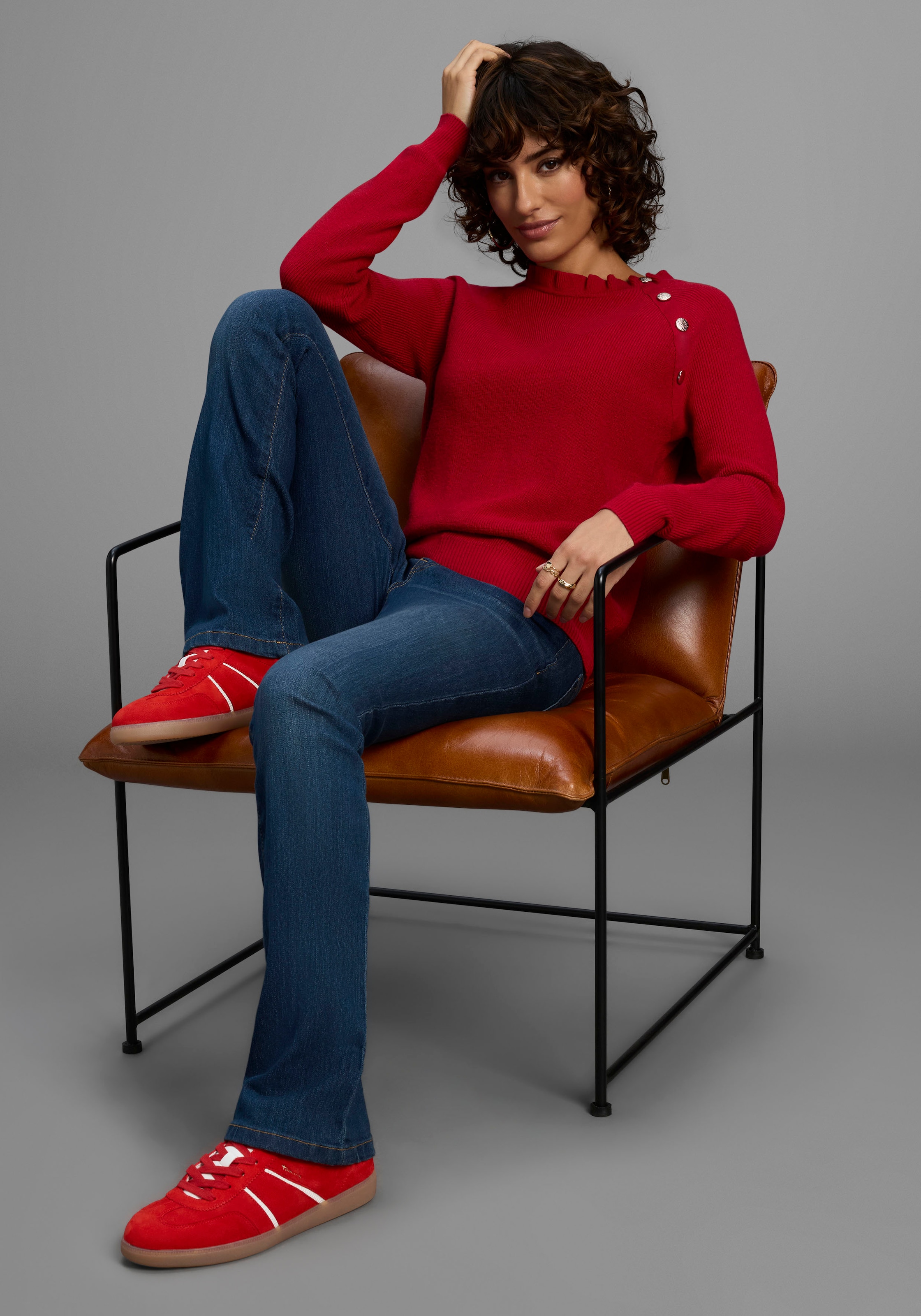 Laura Scott Strickpullover kuscheliger Winterstrick mit Kragen und Knöpfen - NEUE KOLLEKTION