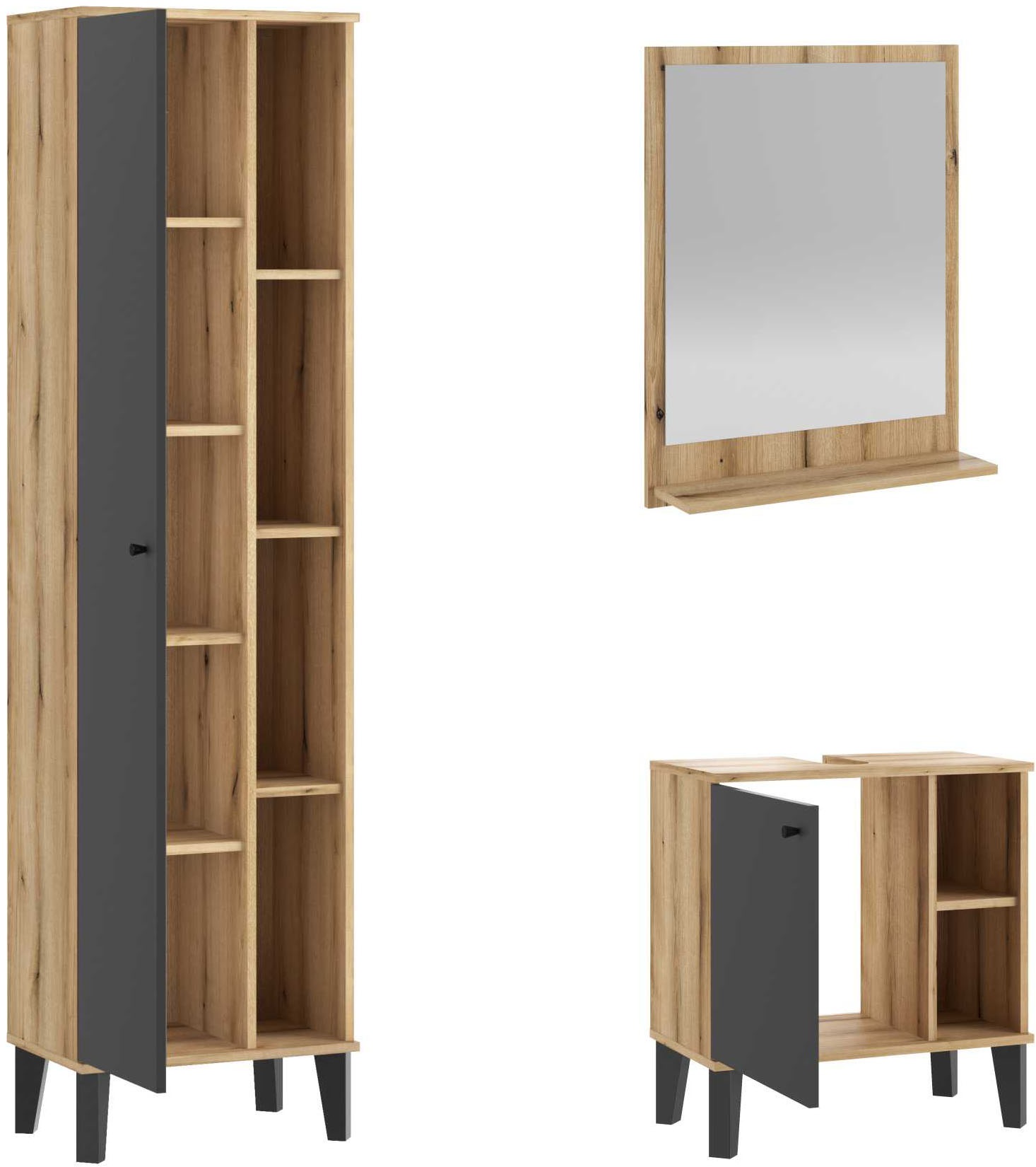 Home affaire Badmöbel-Set »OSLO, Bad im skandinavischen Design« Set, 3 Stk. tlg.