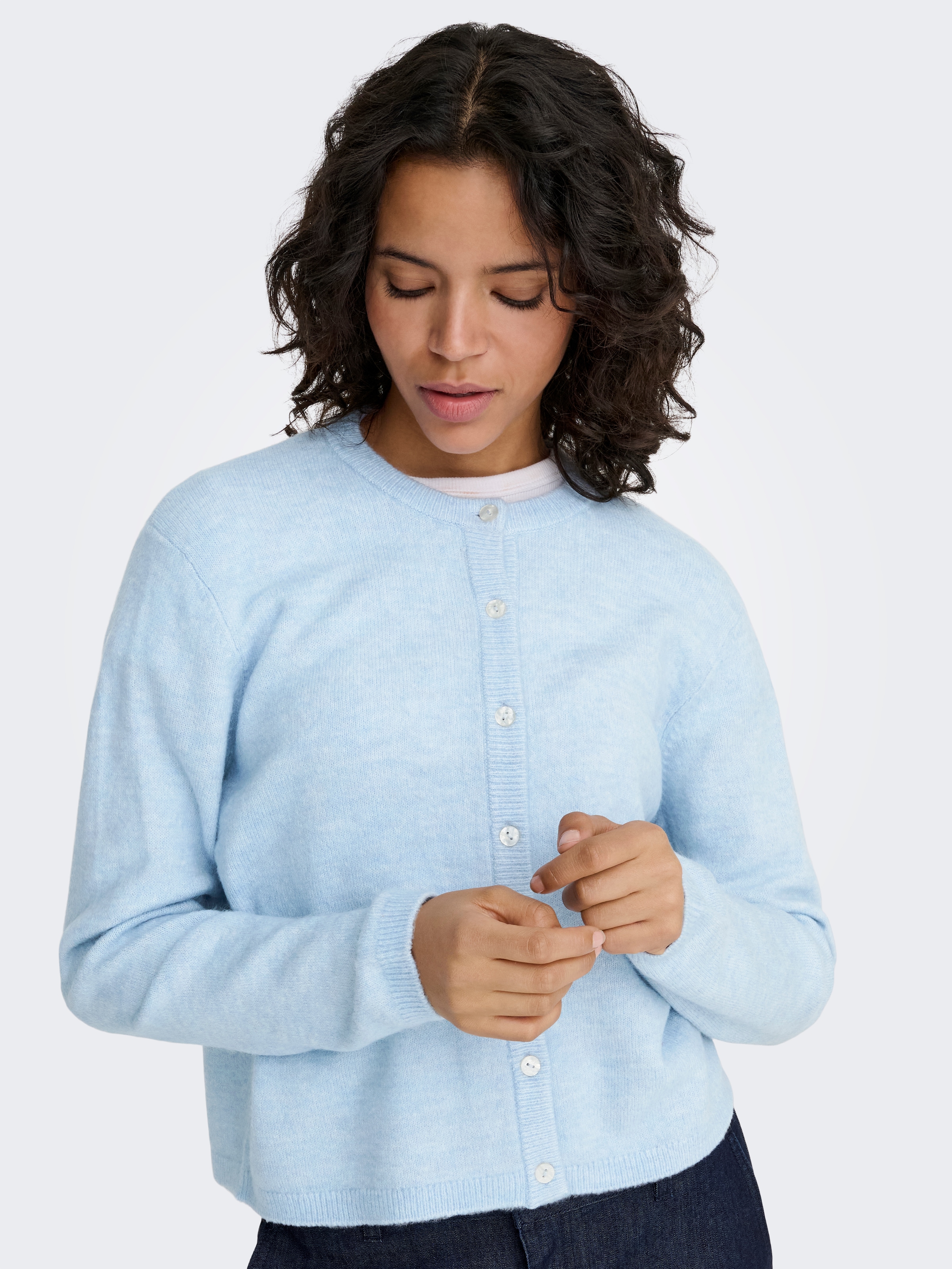 ONLY Strickjacke »ONLSIMONI L/S O-NECK CARDIGAN KNT NOOS« Materialmix, relaxed fit