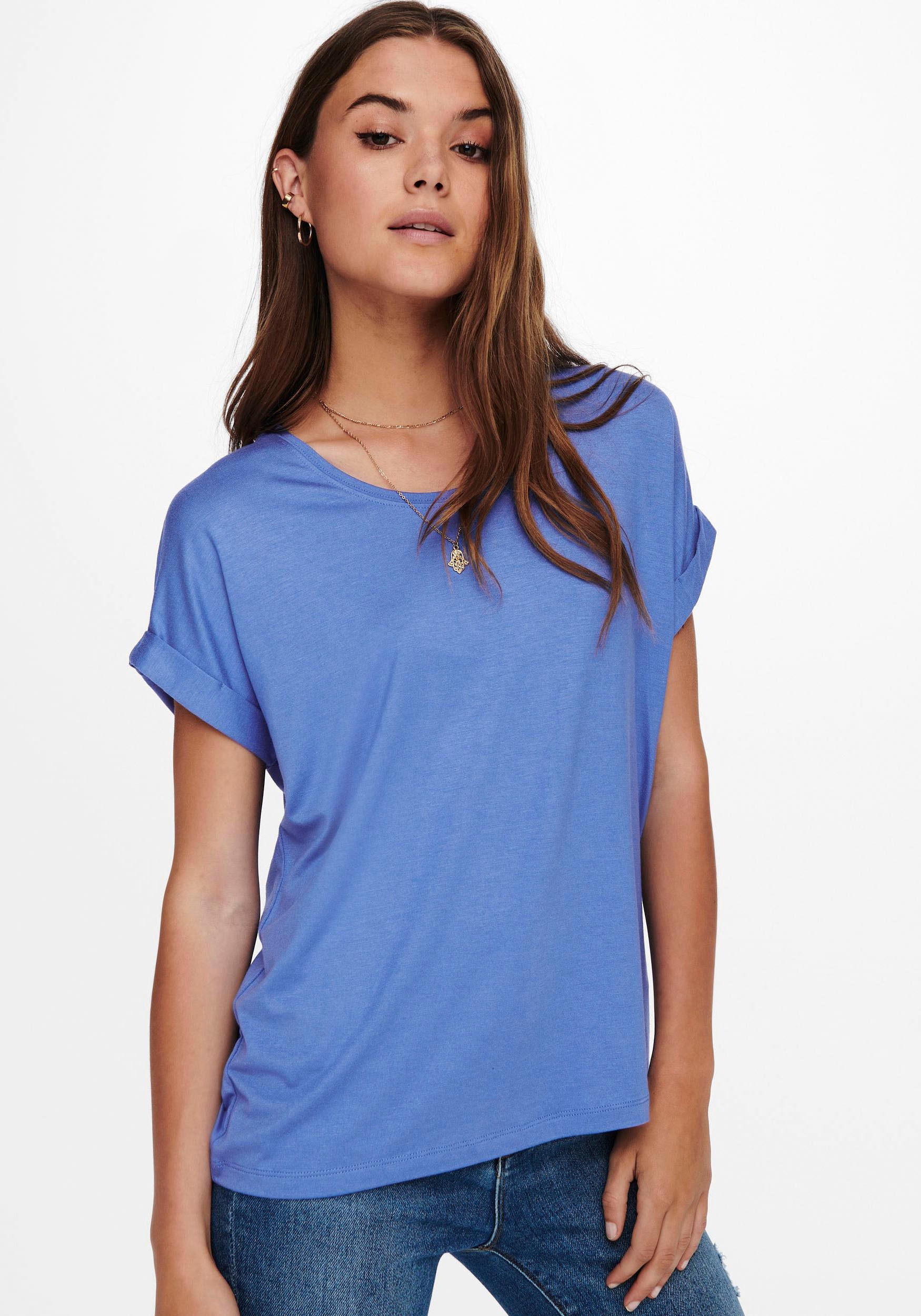 ONLY T-Shirt »ONLMOSTER – Kurzarmshirt mit Aufschlag und klassischem Look« Viskosemischung, regular fit