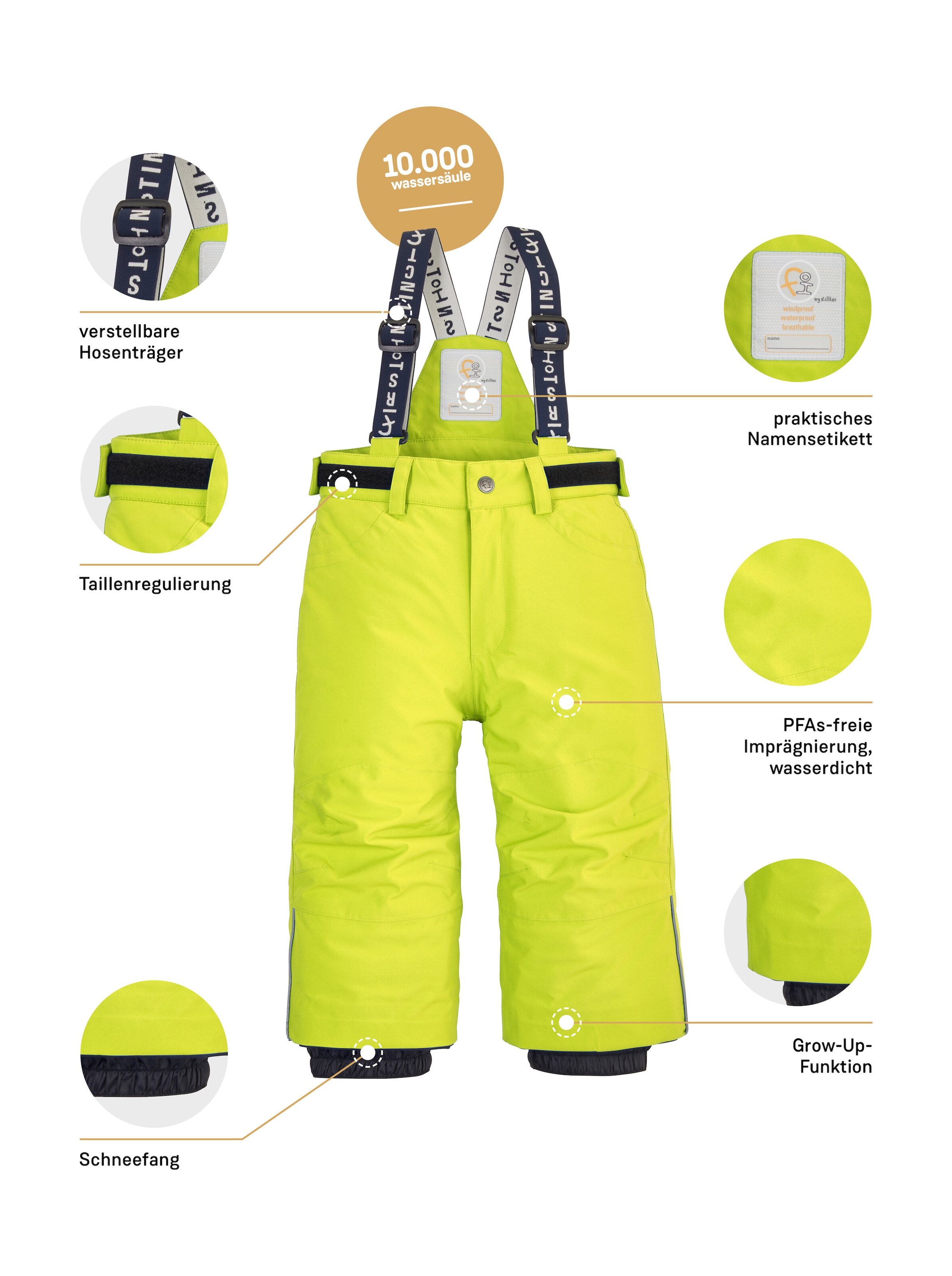 first instinct by killtec Skihose »FISW 33 MNS SKI PNTS«  Wasserdichte Funktionshose mit Fleece, Schneefang und Grow-Up-Funktion
