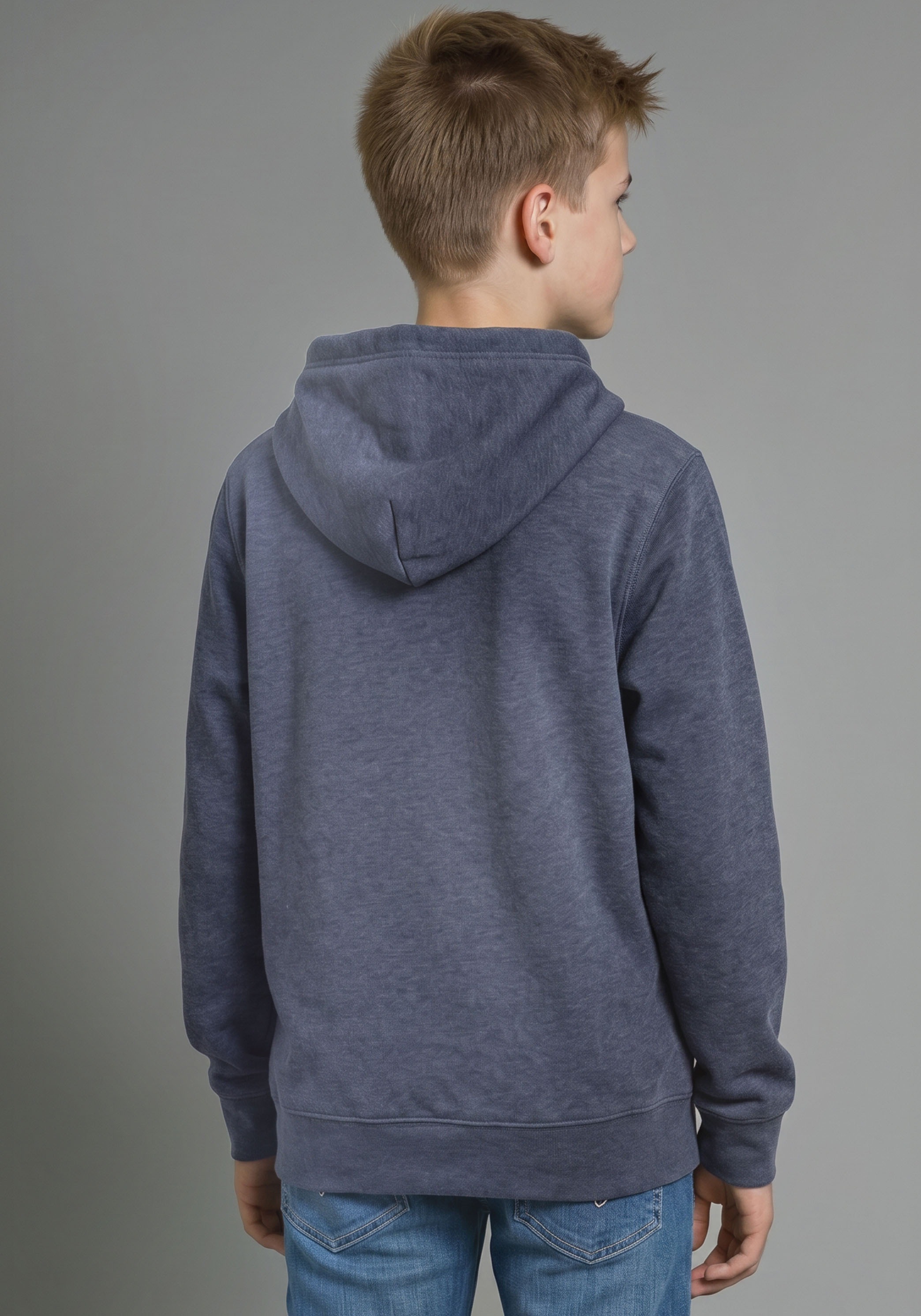 H.I.S Kapuzensweatshirt »mit Badge in melierter Ware für Jungen«, Für TEENS. Hoodie mit kleinem Badge
