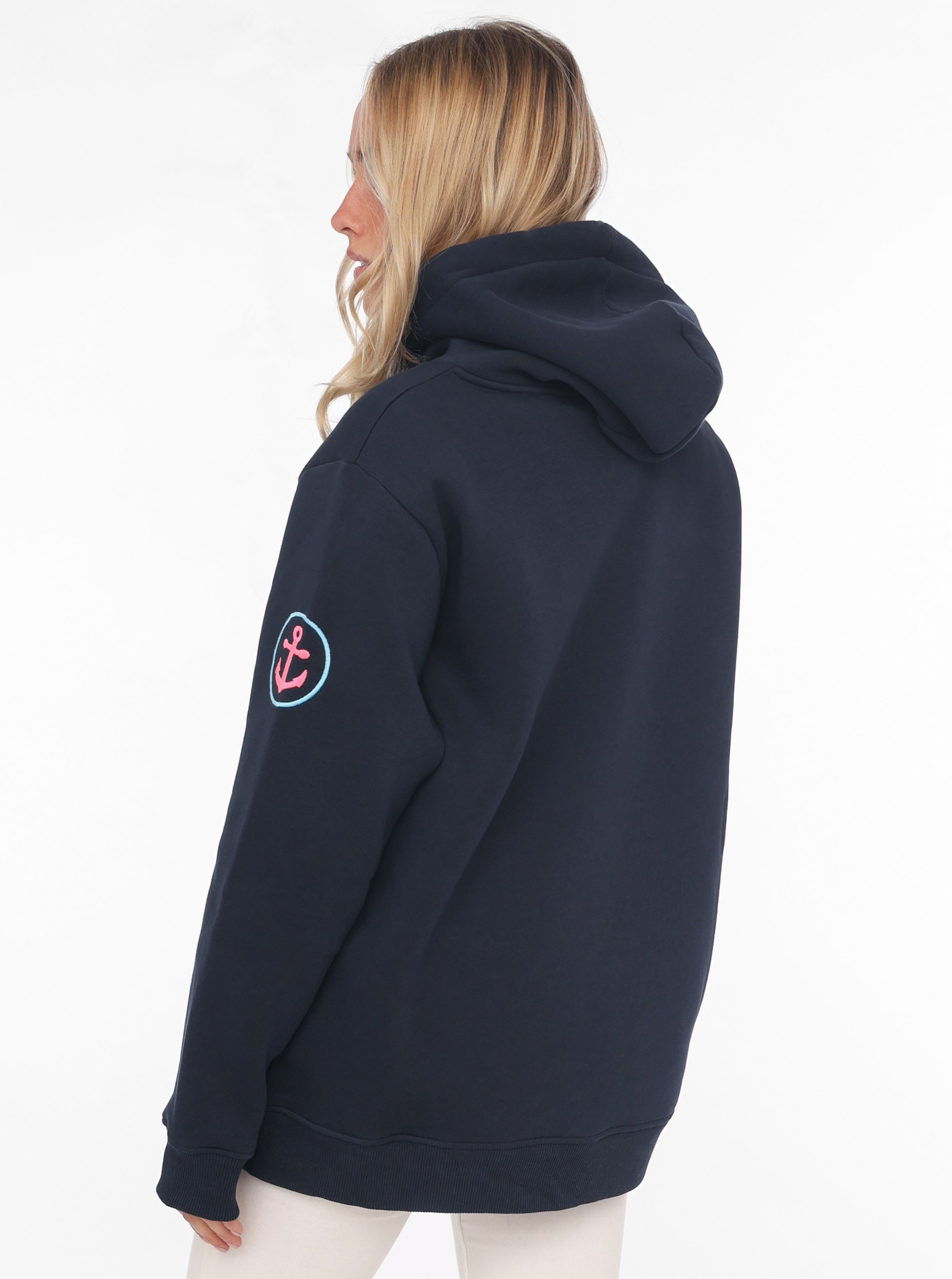 Zwillingsherz Sweatshirt , gestickter Schriftzug, Kapuze, Langarm, Kängurutasche, Kordelzug
