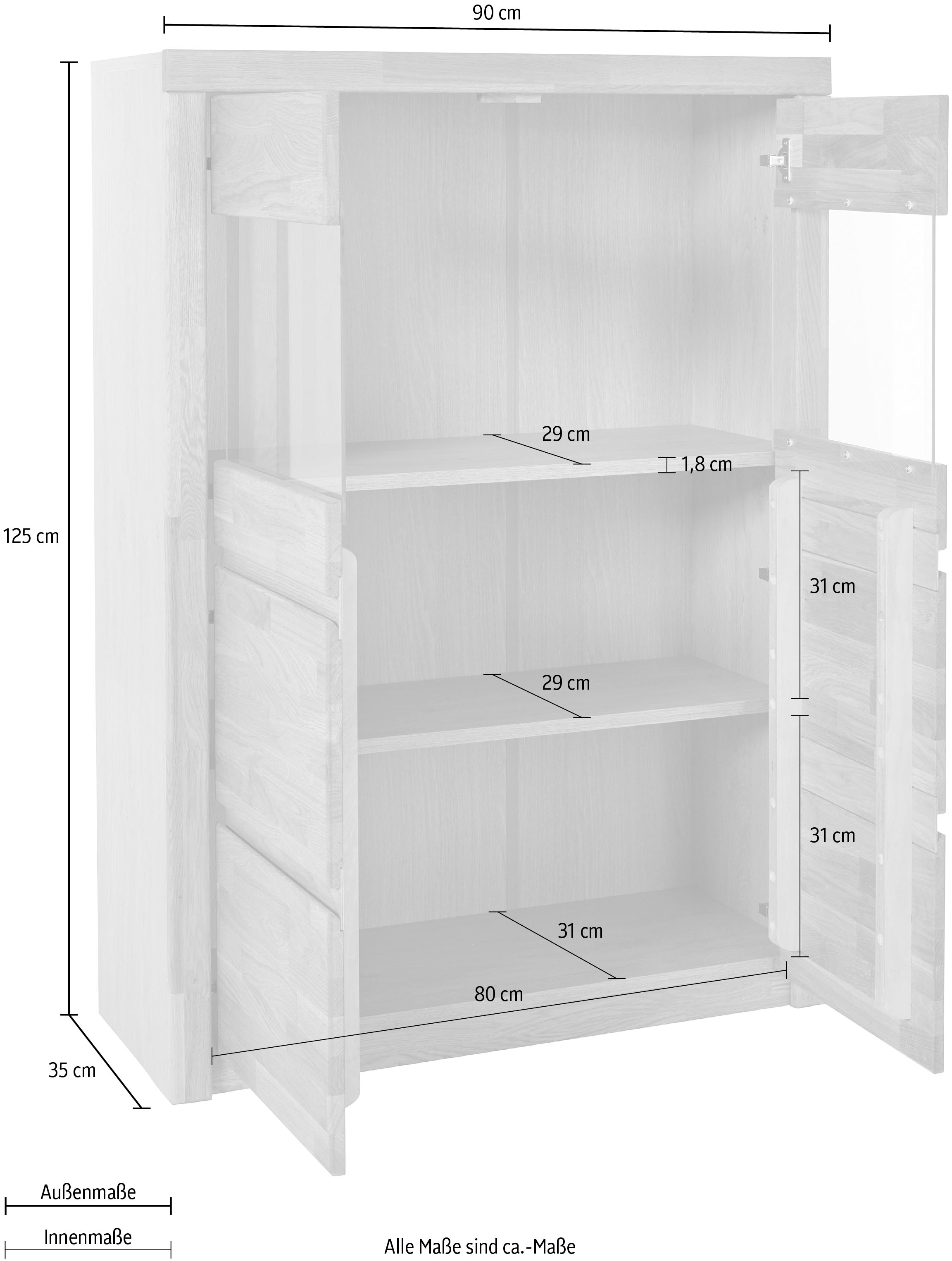 Home affaire Highboard »Silkeborg« schöne grifflose Optik, teilmassiv