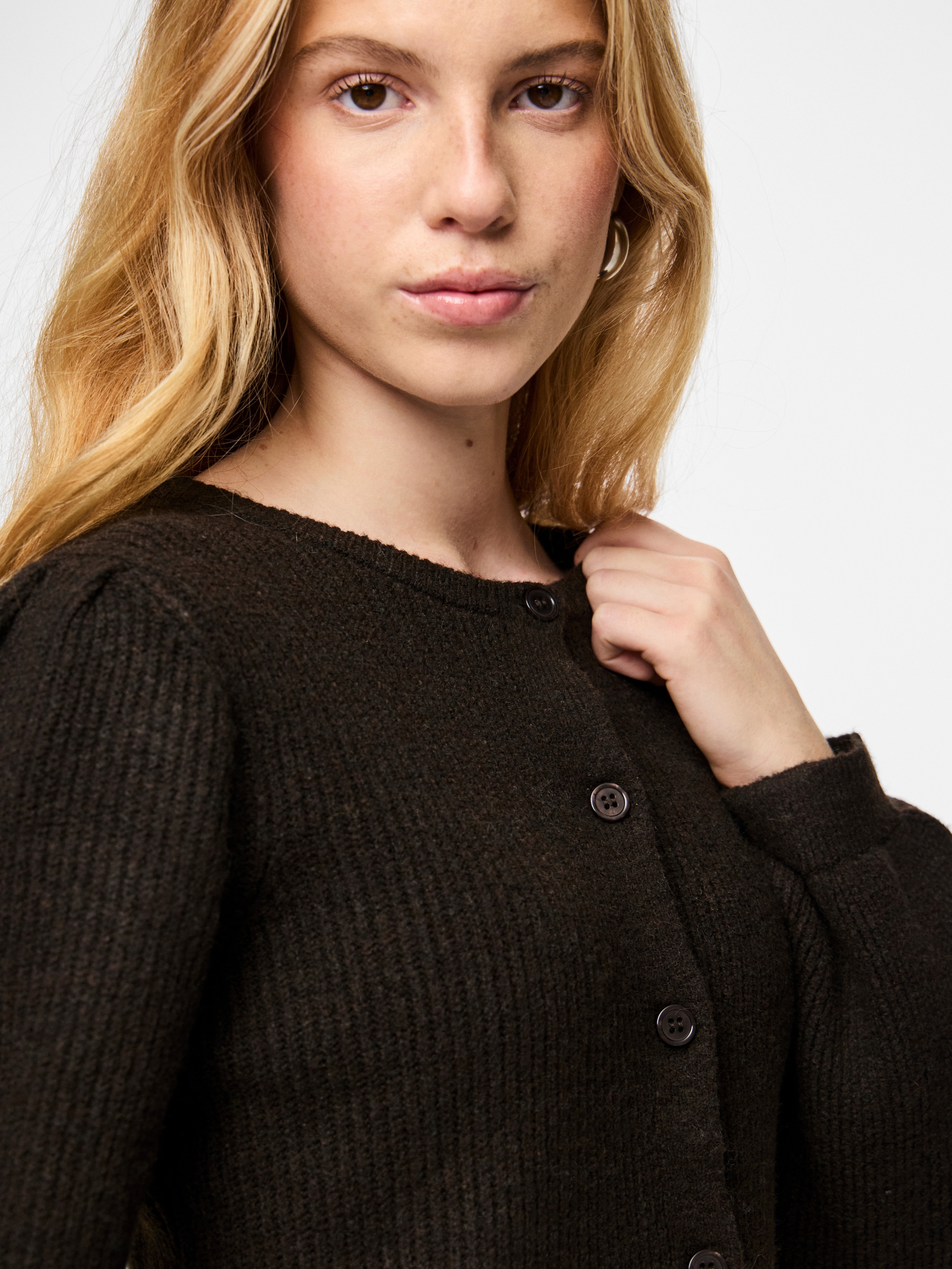 pieces Veste en tricot »PCSILLY LS PUFF KNIT CARDIGAN NOOS BC« mélange de matériaux