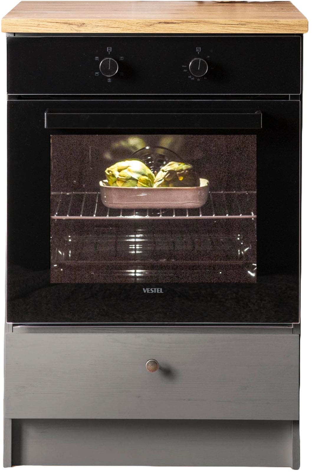 KOCHSTATION Herdumbauschrank »KS-Westminster, Herdumbau, Unterschrank, Ofenschrank, Küchenschrank« Breite 63 cm, Nischenmass B/T/H 56,8/62,5/58,8 cm, mit 1 Schubkasten