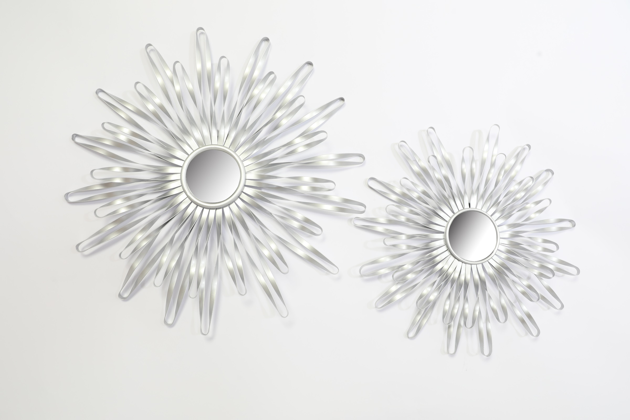 GOODproduct Objet de décoration murale »Sonne, goldfarben, im 2er Set: 35 und 46cm« décoration murale en métal avec petit miroir au centre