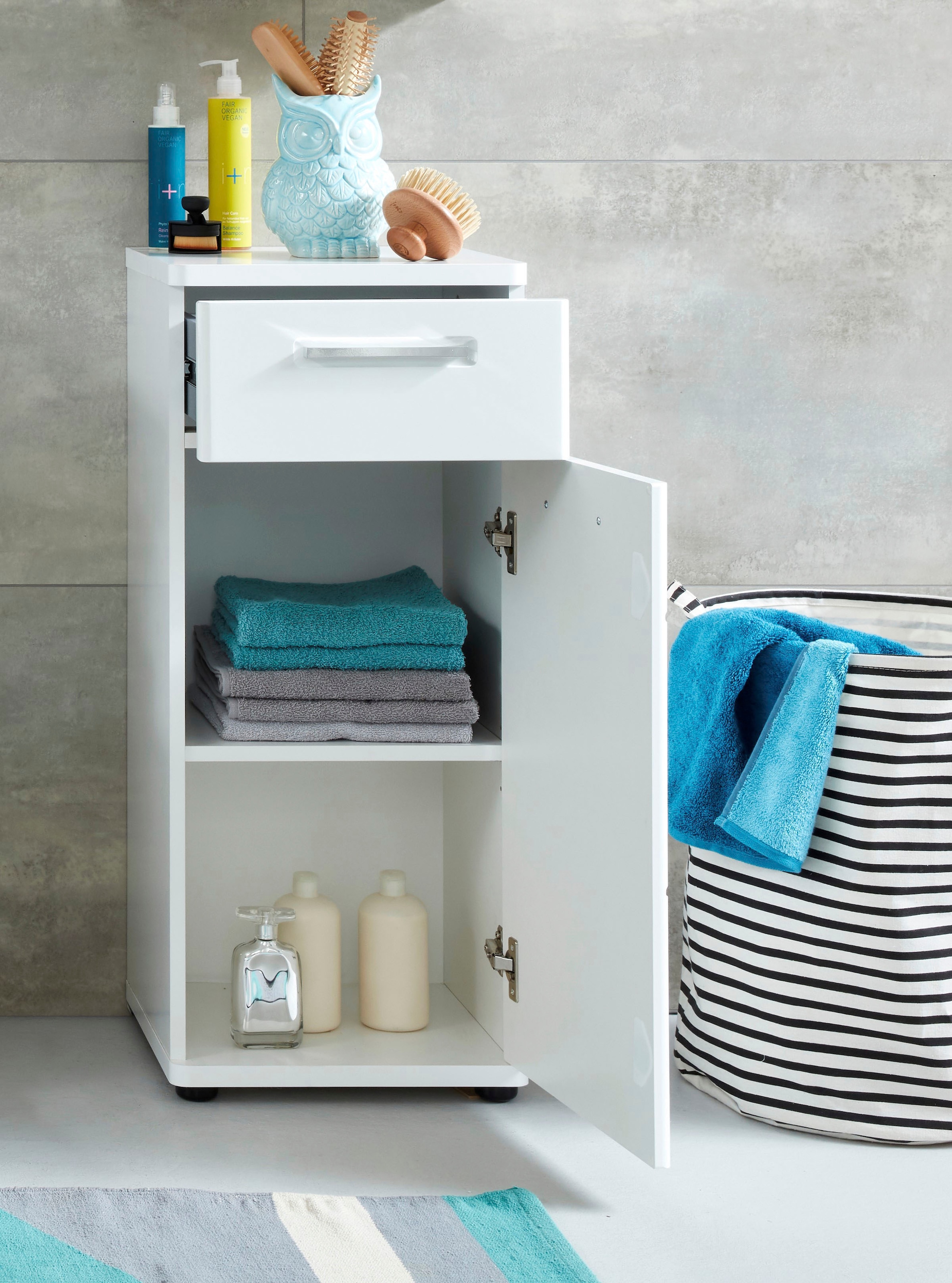 welltime Unterschrank »Mora« Standschrank mit 1 Tür & 1 Schublade - (B/T/H) 37/34/87 cm