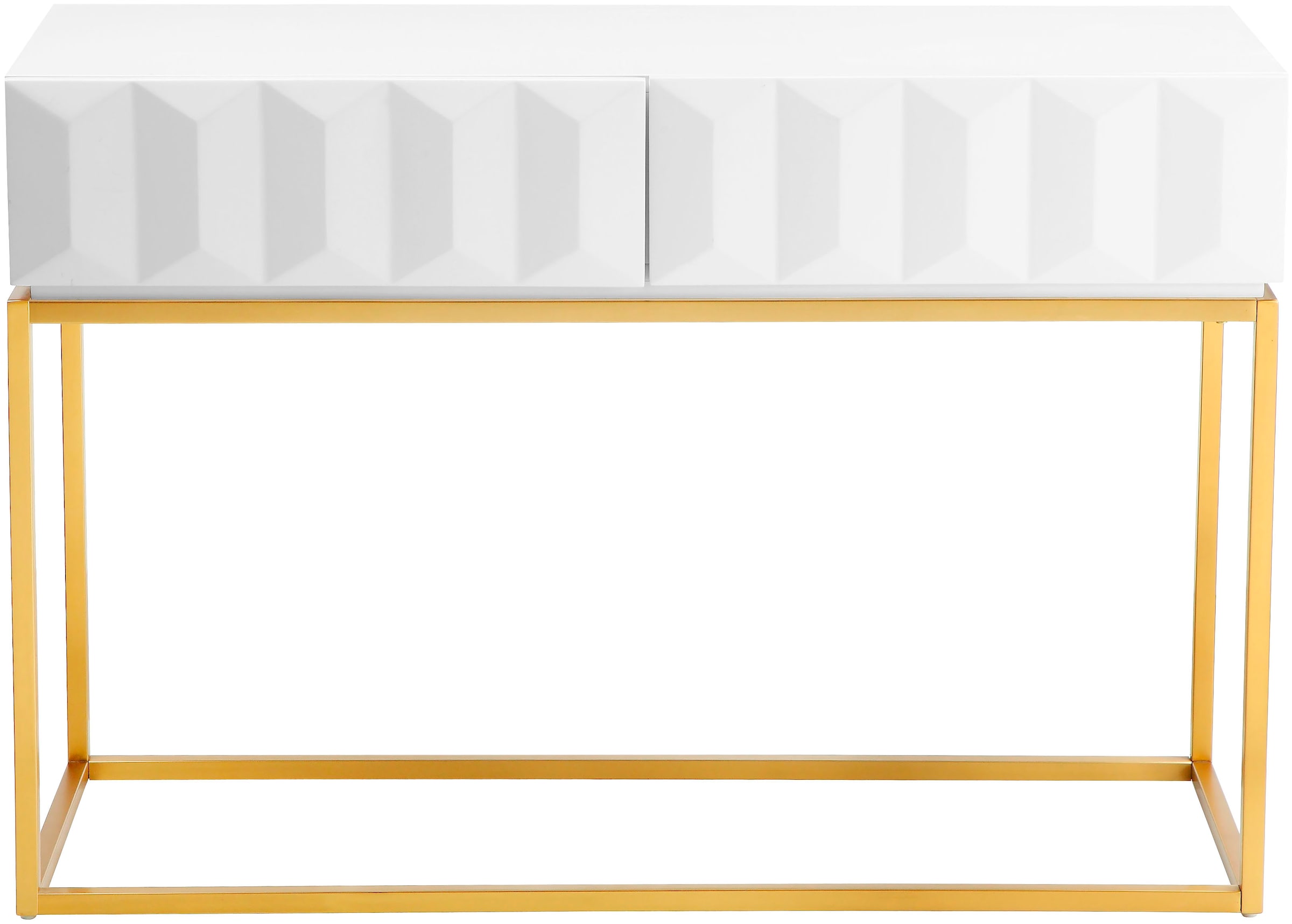 Leonique Konsolentisch »Alais« in 3D-Optik, mit zwei Schubladen und goldfarbenem Gestell