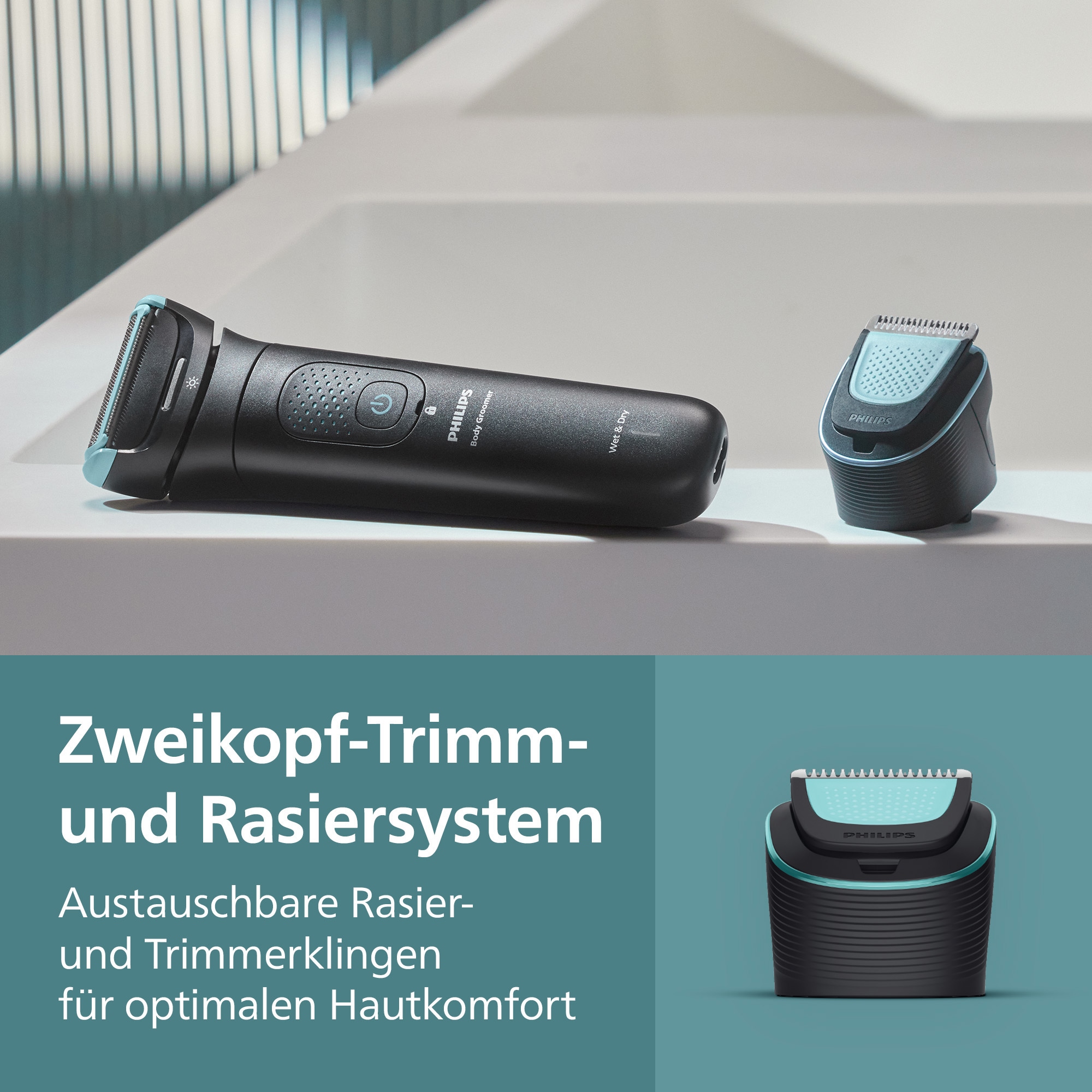 Philips Elektrokörperrasierer »Serie 7000 BG7470/15« 4 Stk. Aufsätze mit flexiblem 2D-Scherkopf, Präzisionskamm, inkl. Reiseetui