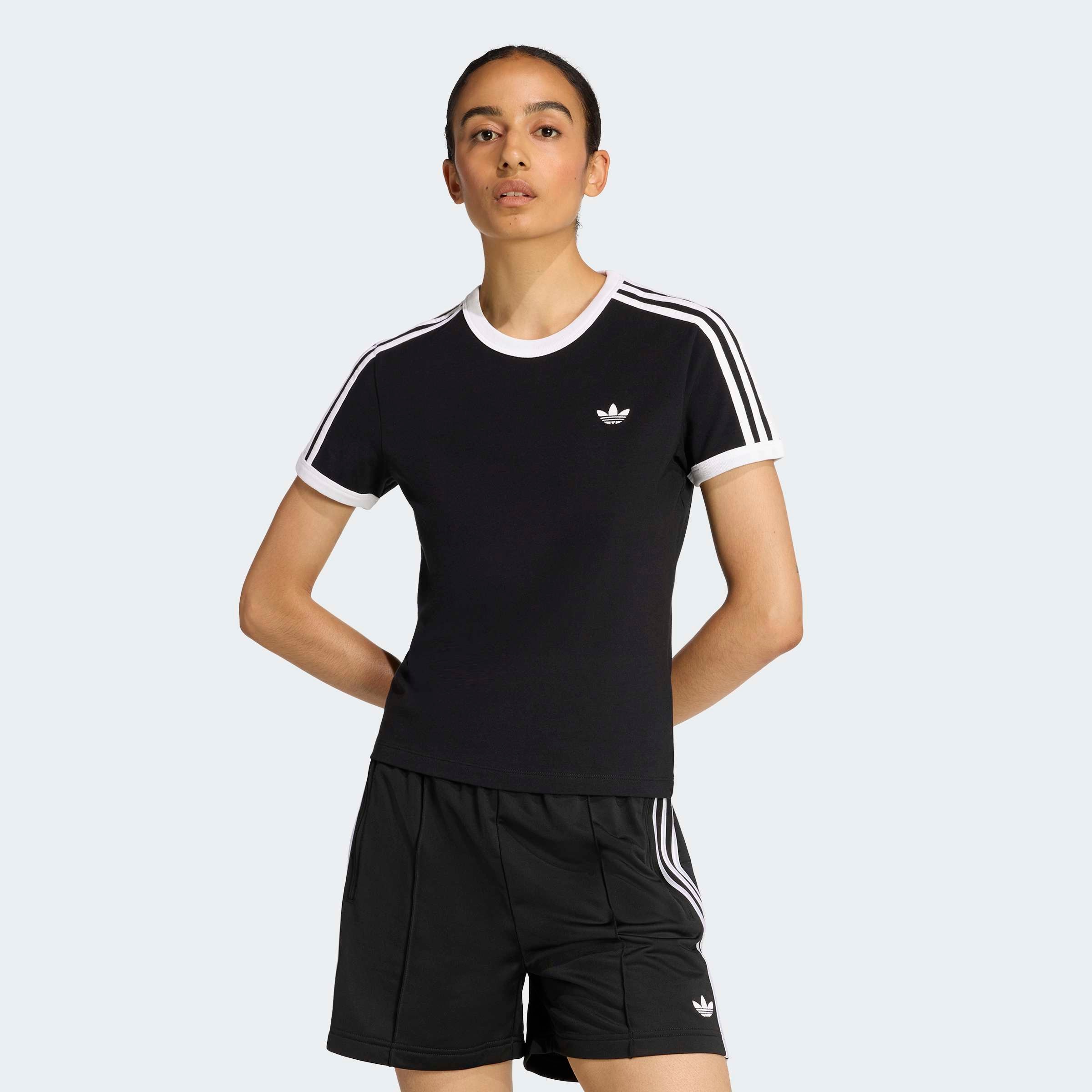 adidas Originals T-shirt »3-STREIFEN SCHMAL GESCHNITTEN« coupe ajustée douce, sans fermeture, pour un look sportif