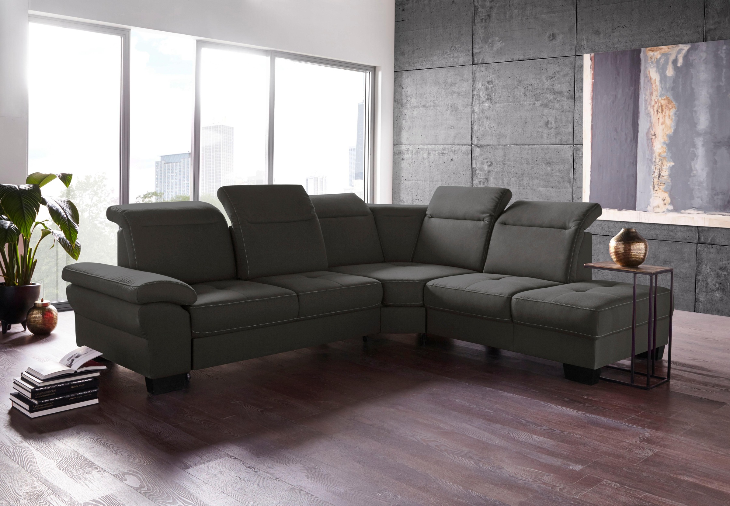 Home affaire Canapé d'angle »Cornwall L-Form« incl. Sitztiefenverstellung, mit Bettfunktion und Kopfteilverstellung