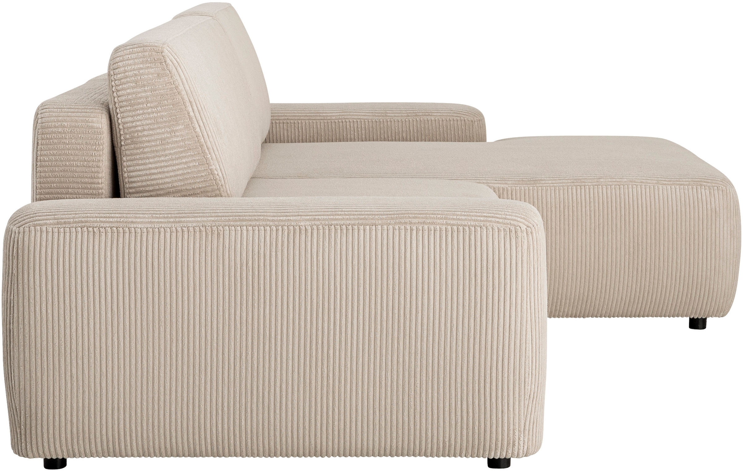 Home affaire Canapé d'angle »TORGE (264cm), Schlafsofa in Cord, Samtvelours o Struktur fein, L-Form« fonction couchage, coffre-lit, surface de couchage : 125/210 cm