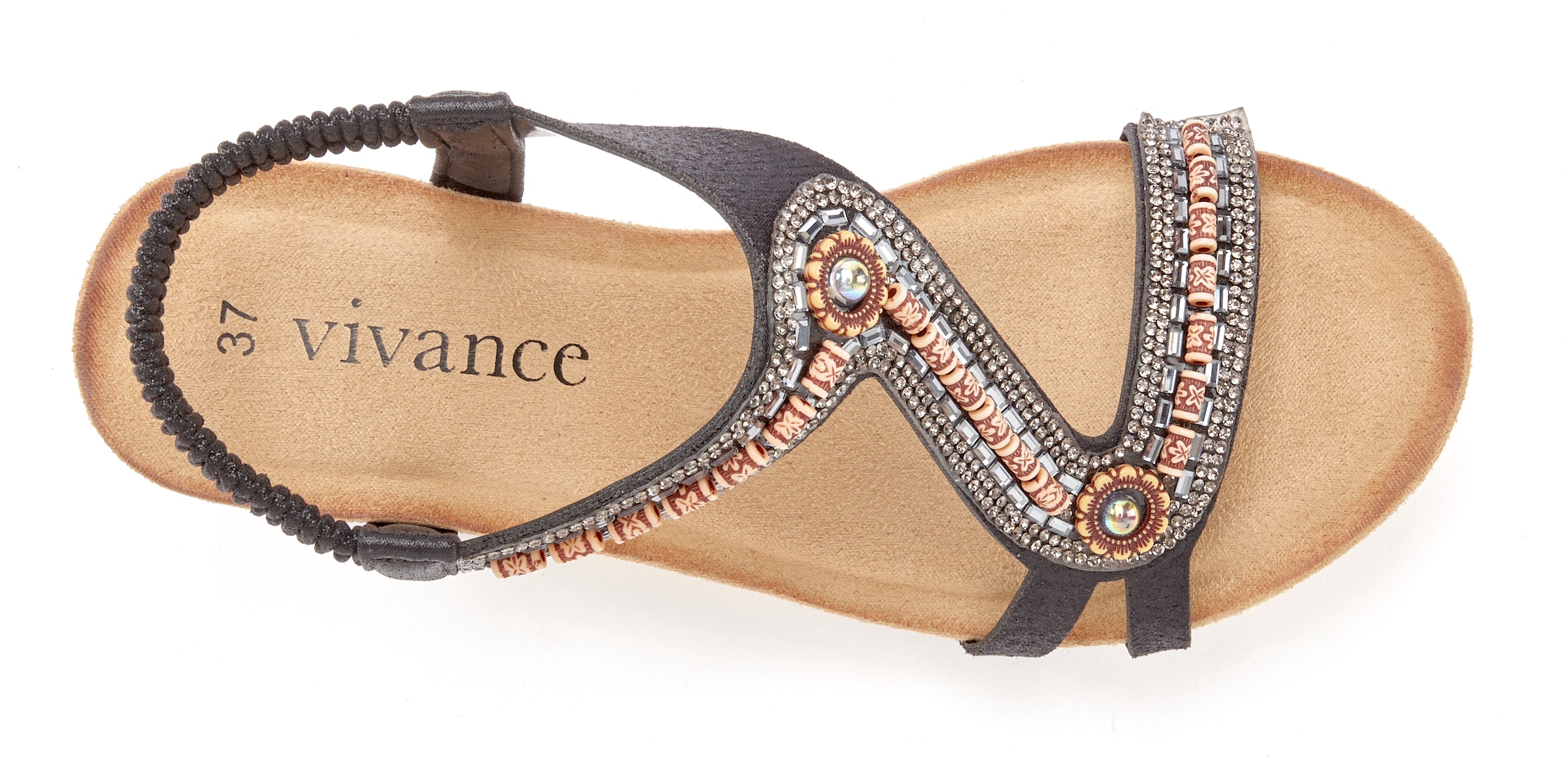 Vivance Sandalette »Sommerschuh«  Sandale, Sommerschuh mit Glitzerdetails und elastischem Riemchen VEGAN
