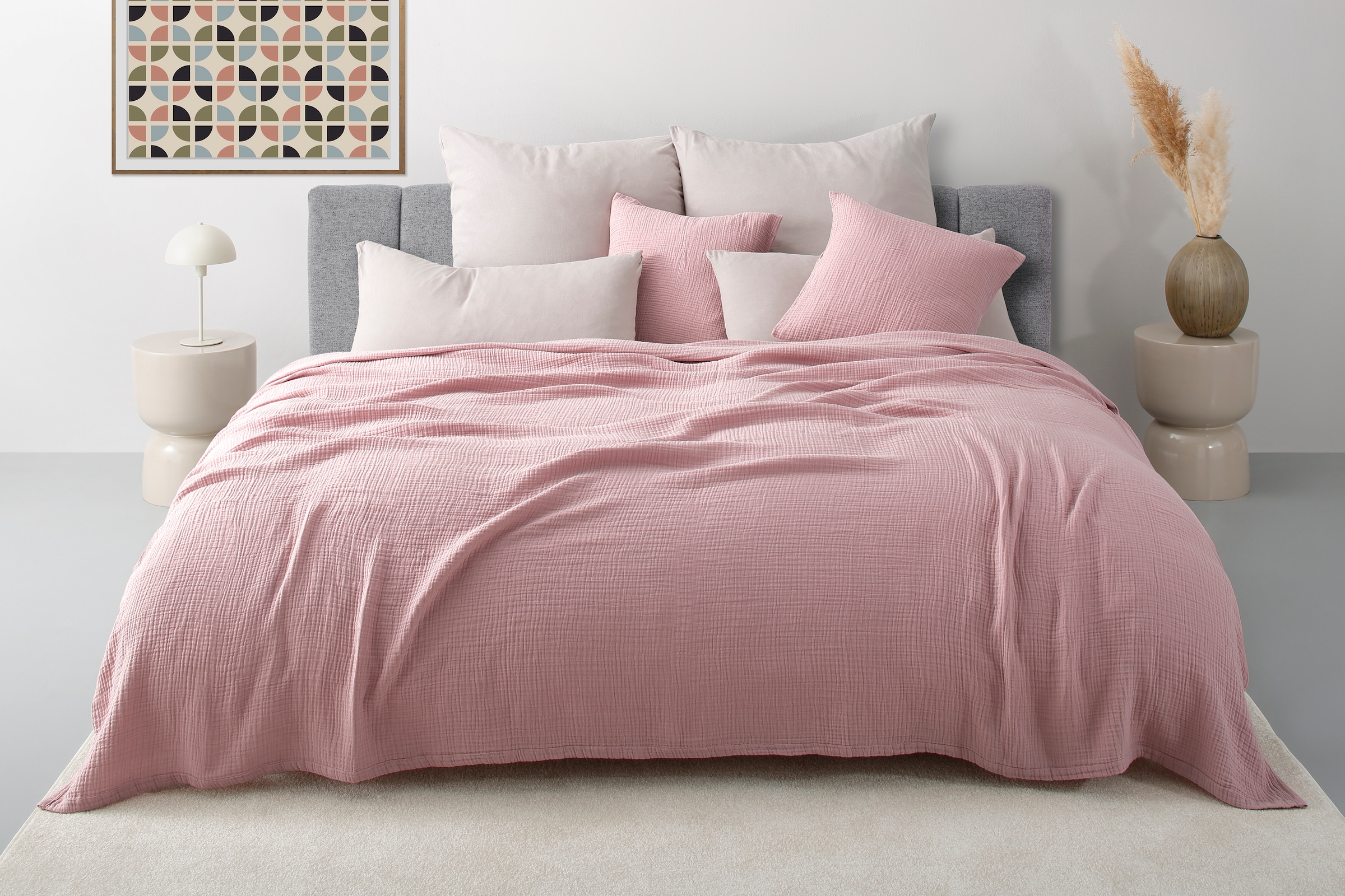 GOODproduct Housse de coussin »Bailee« qualité mousseline douce, plusieurs couleurs disponibles, housse 50x50 cm