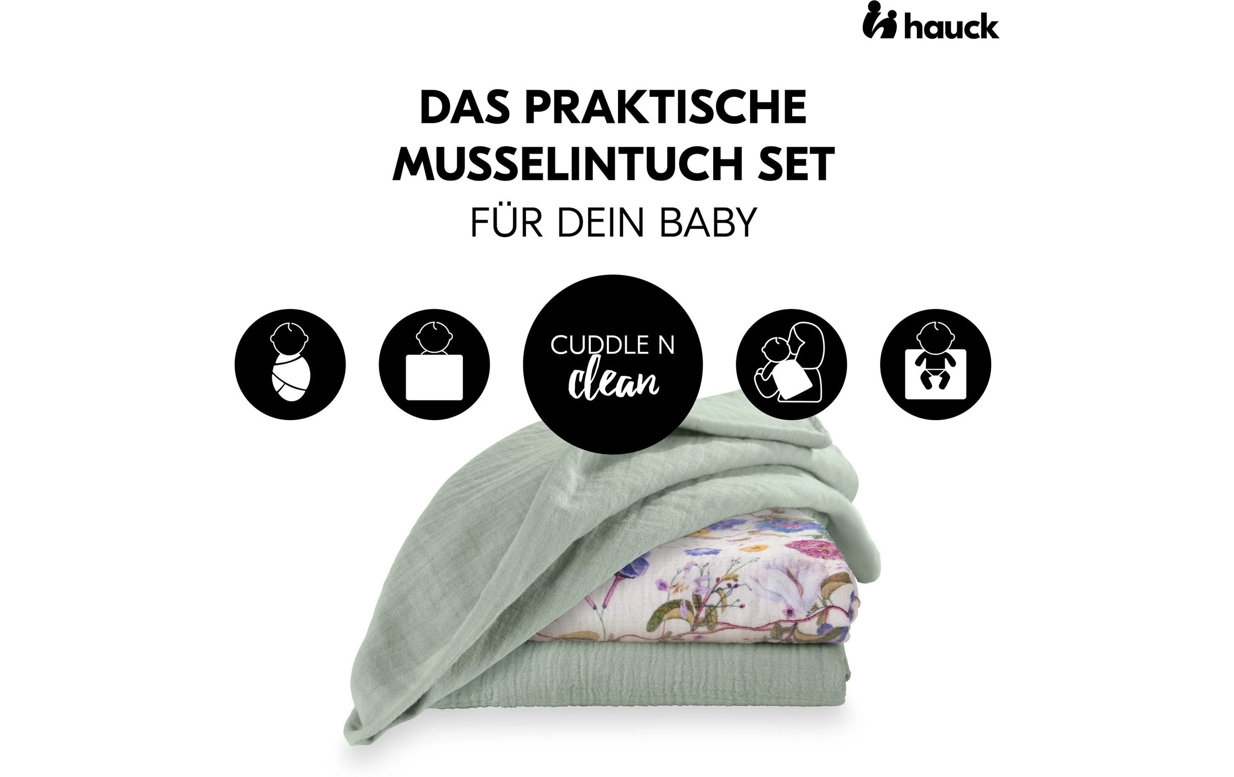 Hauck Schnuffeltuch »Cuddle N Clean 3Set Sage-Beige-Floral« 3 tlg.