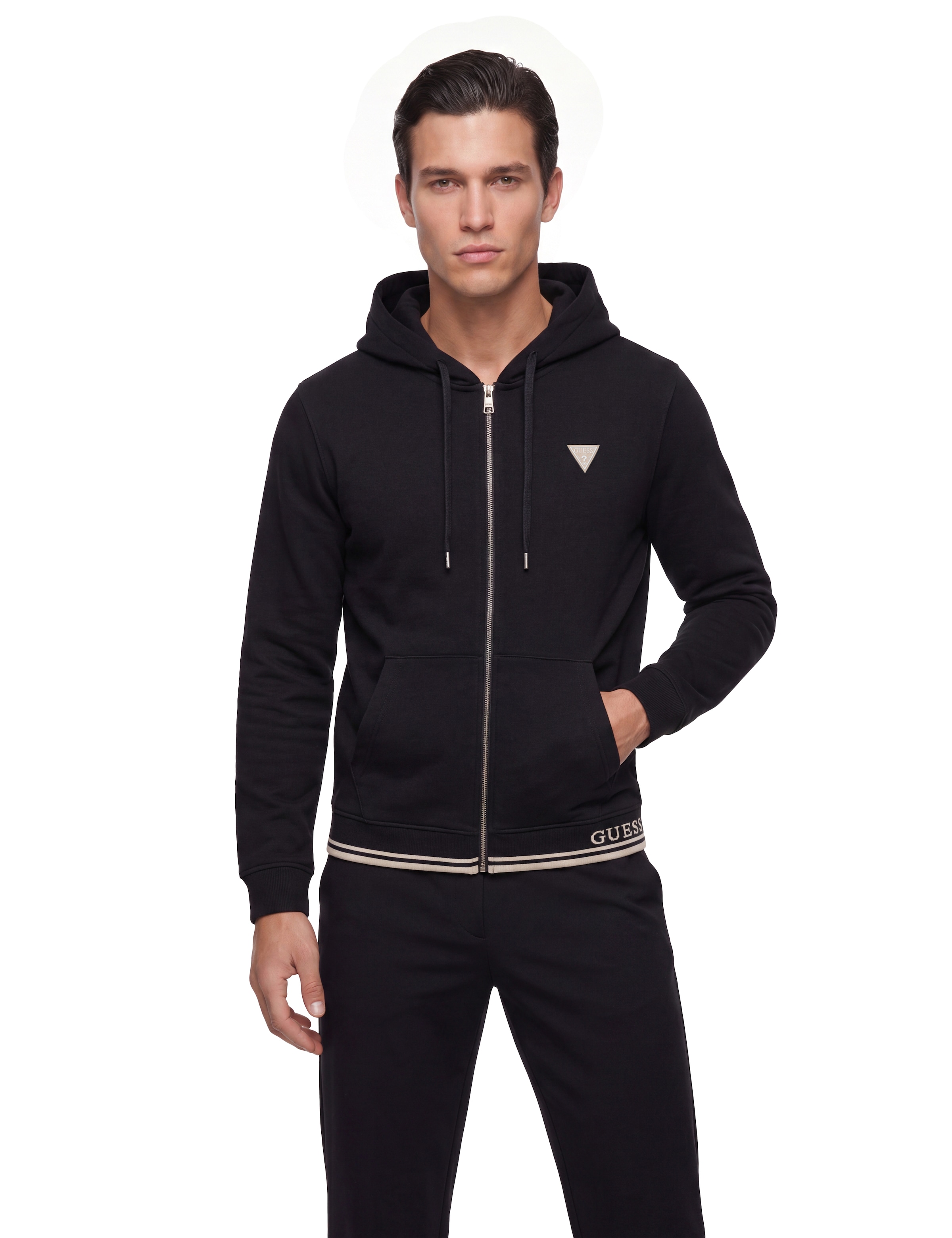Guess Sweat à capuche Kapuze mit Kordelzug, Regular Fit, Baumwoll-Mix