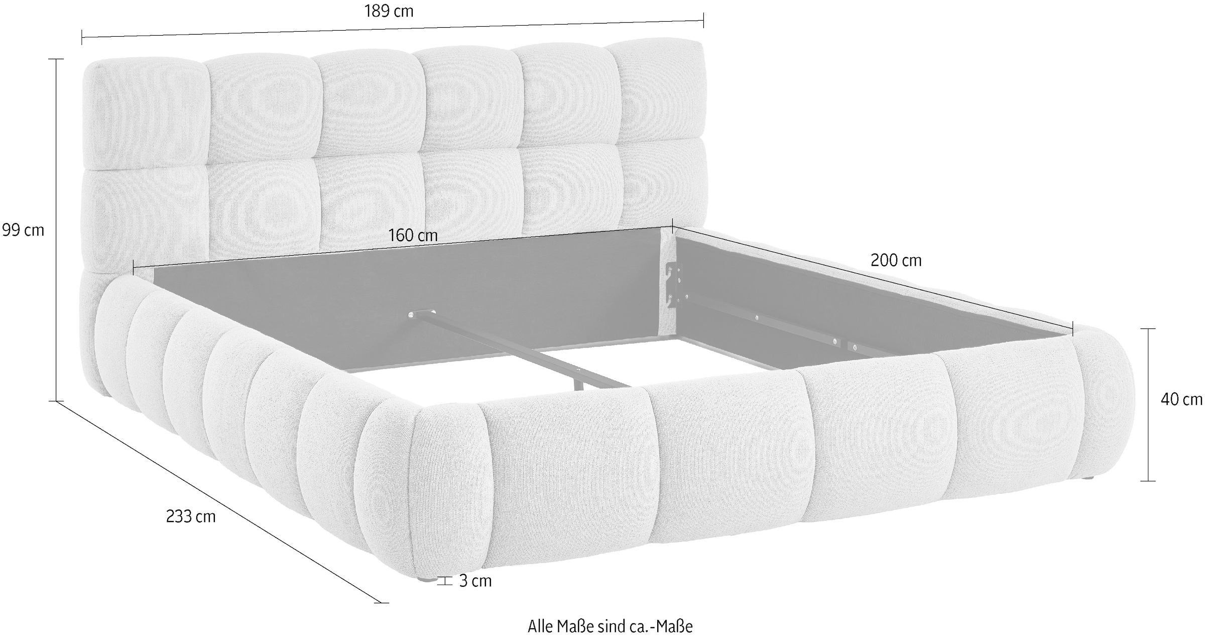 ATLANTIC home collection Polsterbett Polsterbett, Bezug mit Melange-Effekt