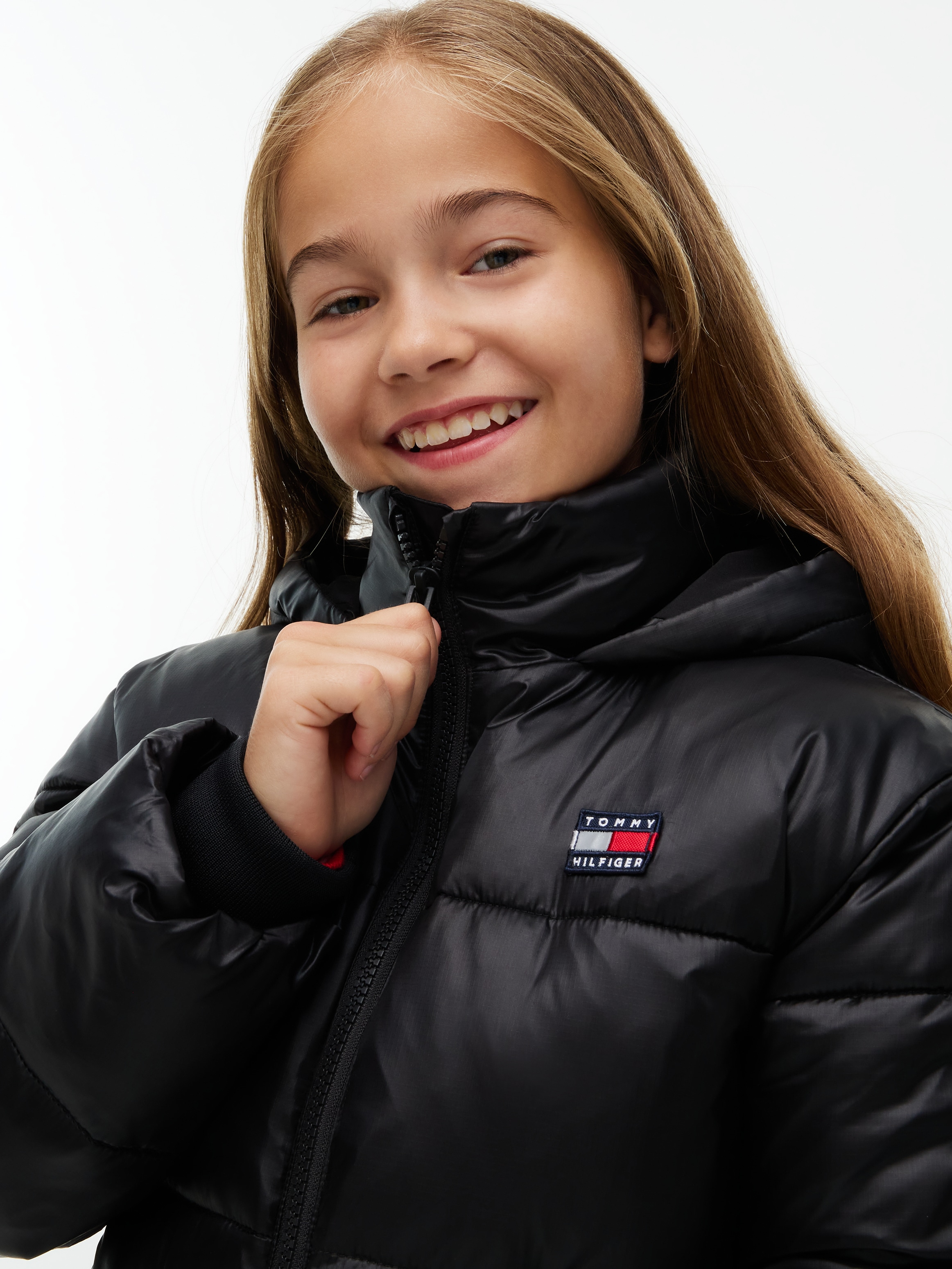 Tommy Hilfiger Veste matelassée avec capuche avec capuche, coupe régulière, matière légèrement brillante