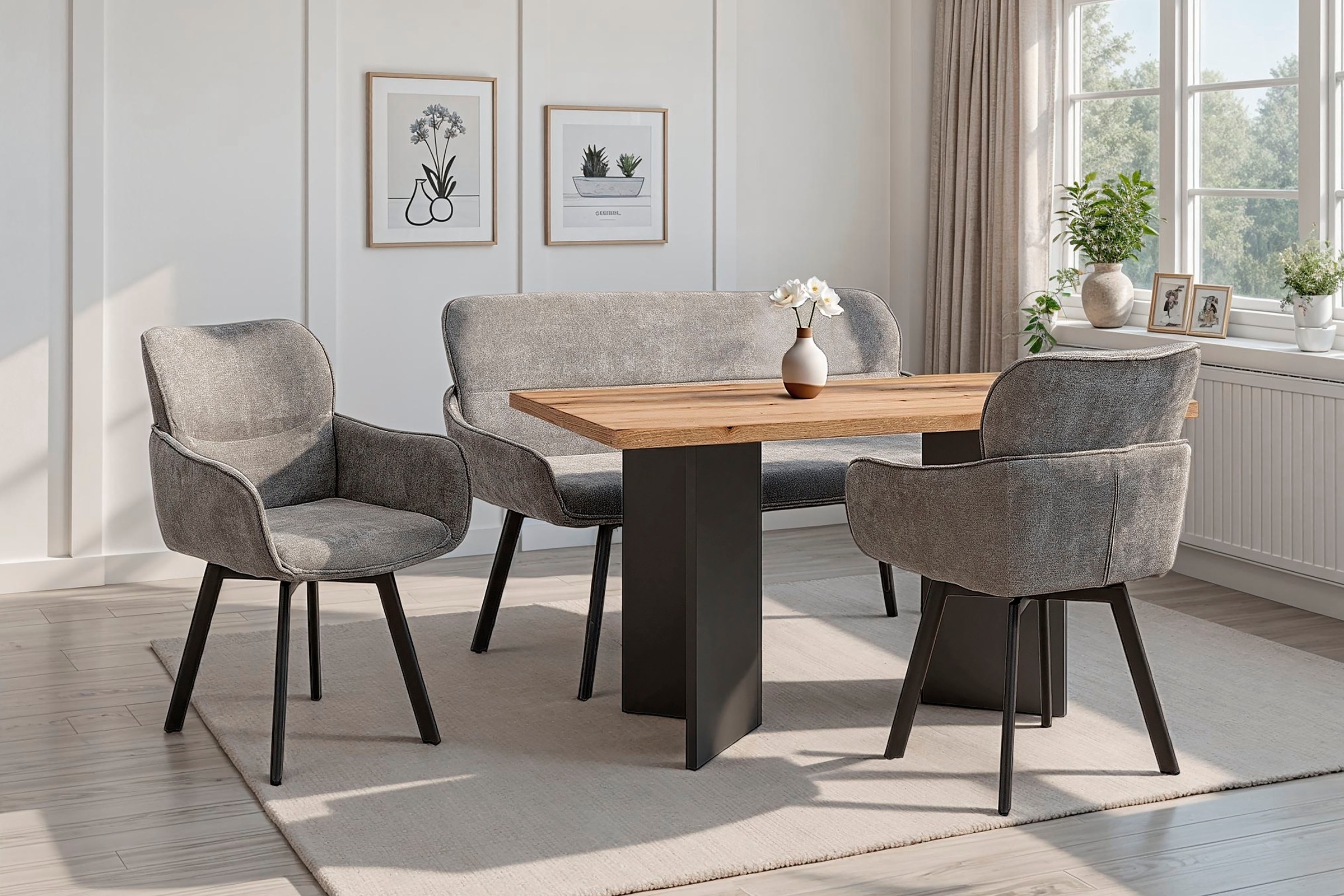 byLIVING Banc »Rico« 1 cuis tlg. gemütliche Esszimmerbank in 140 oder 160cm, hochwertiger Stoffbezug