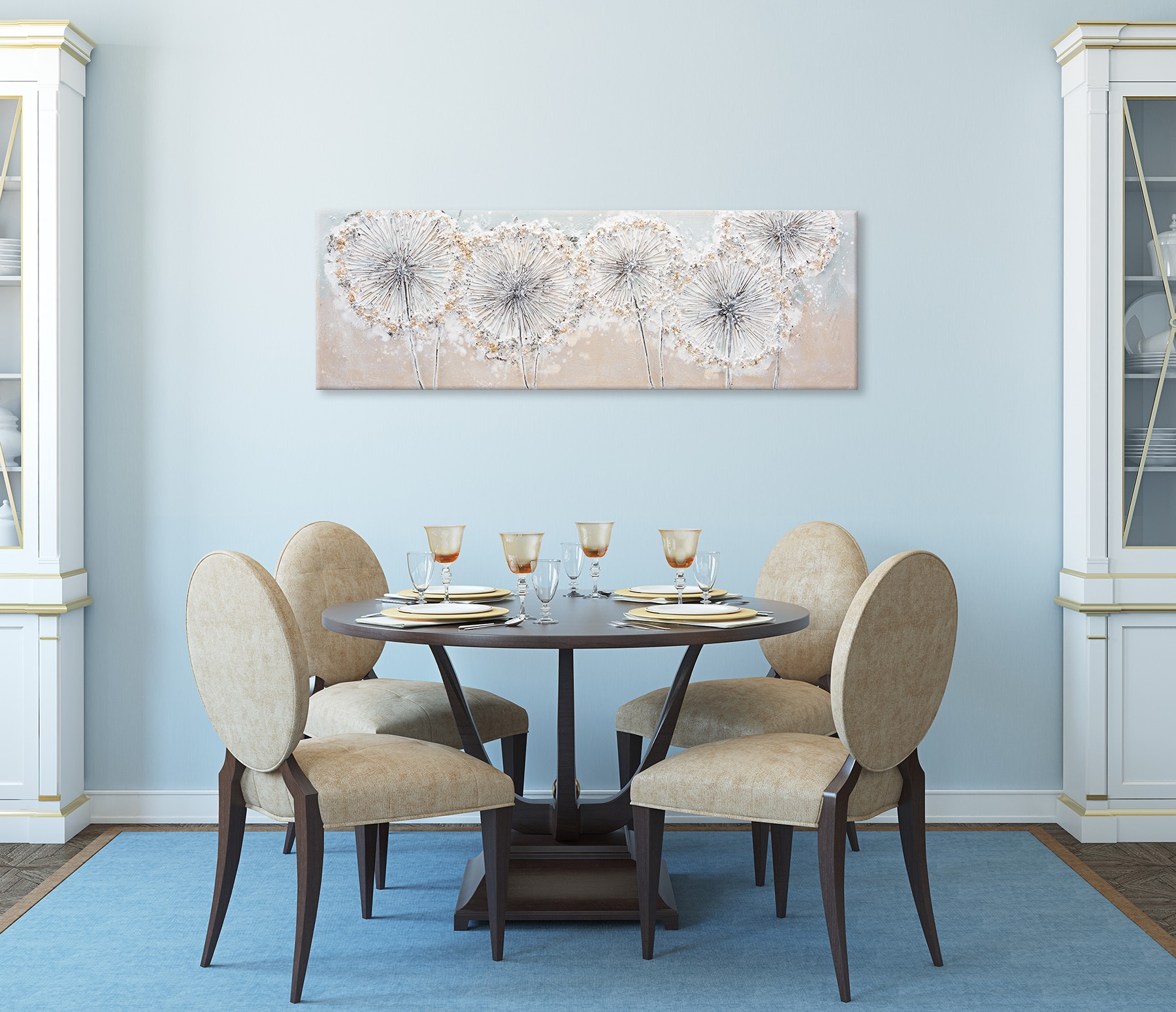 Bönninghoff Peinture à l'huile »handarbeit PUSTEBLUMEN 40x120 cm – Wandbild Kunst Deko« Fleurs 1 cuis tlg. fabriqué à la main, chaque tableau est unique