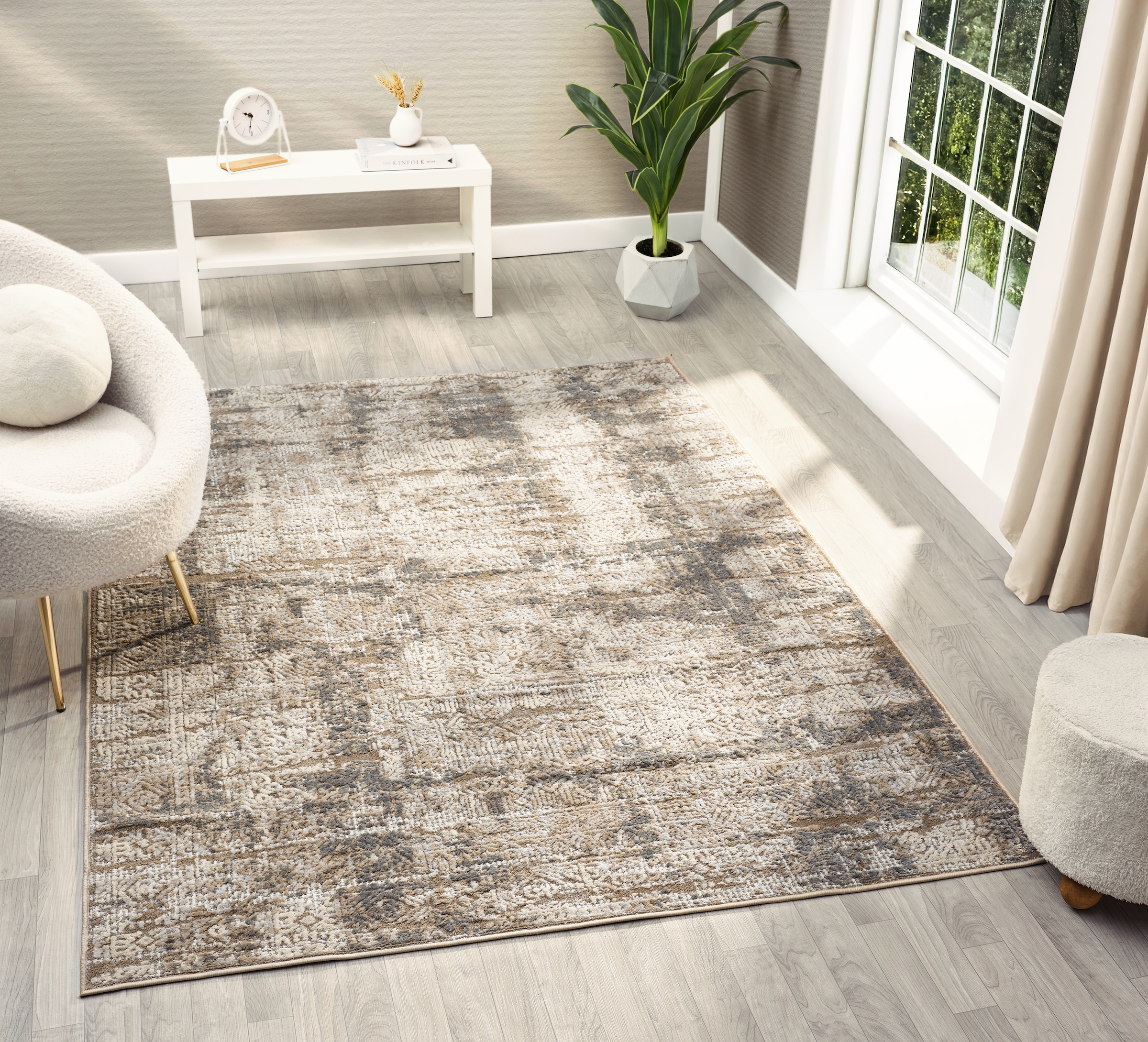 my home Teppich »Selin« rechteckig 9 mm Höhe dezenter Glanz, Schrumpf-Garn-Effekt, im Vintage-Look, dichte Qualität