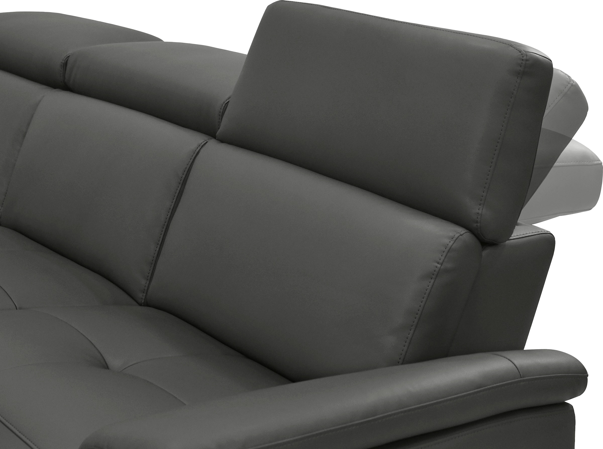 Home affaire Canapé d'angle »Pareli, L-Form, 259cm,m. Recamiere, Echtleder, Kunstleder, Webstoff« man. o. elektr. Relaxfunktion, USB/Kopfteilverstellg u. LED