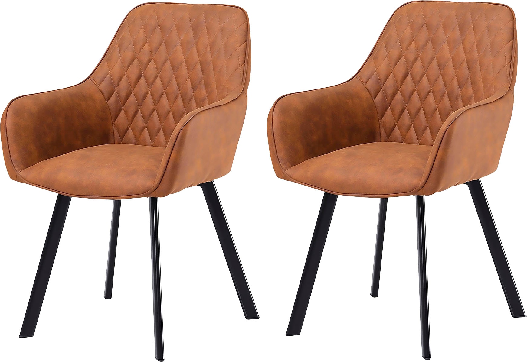 SalesFever Chaise avec accoudoirs »Cardiff Bequemer Esszimmerstuhl« (Set) 2 cuisEdles Doppelset: Rückenlehnen mit charmanter Rautensteppung