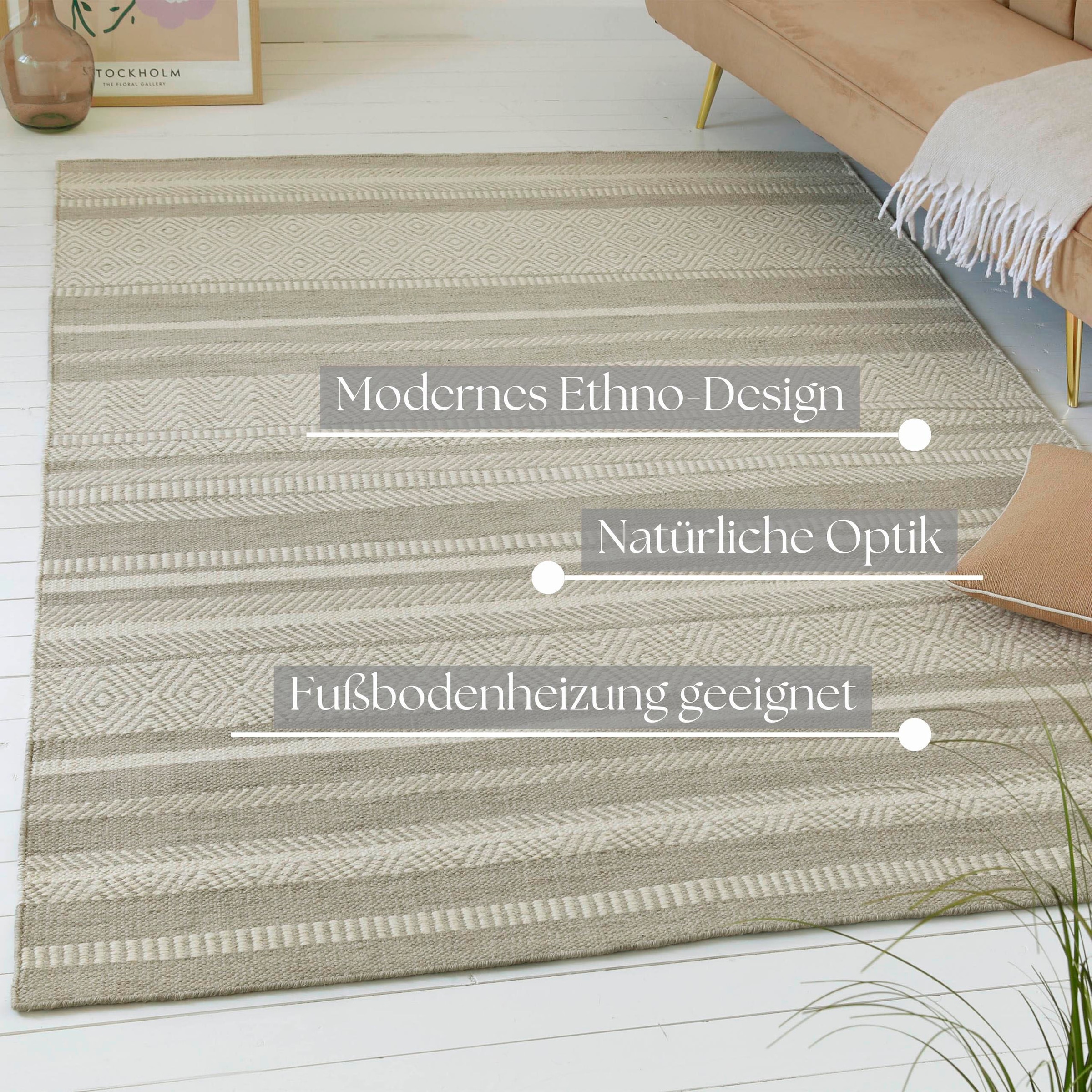 GOODproduct Teppich »Niamh« rechteckig 6 mm Höhe Flachgewebe, Kelim, Wolle, geometrisches Muster, Wohnzimmer