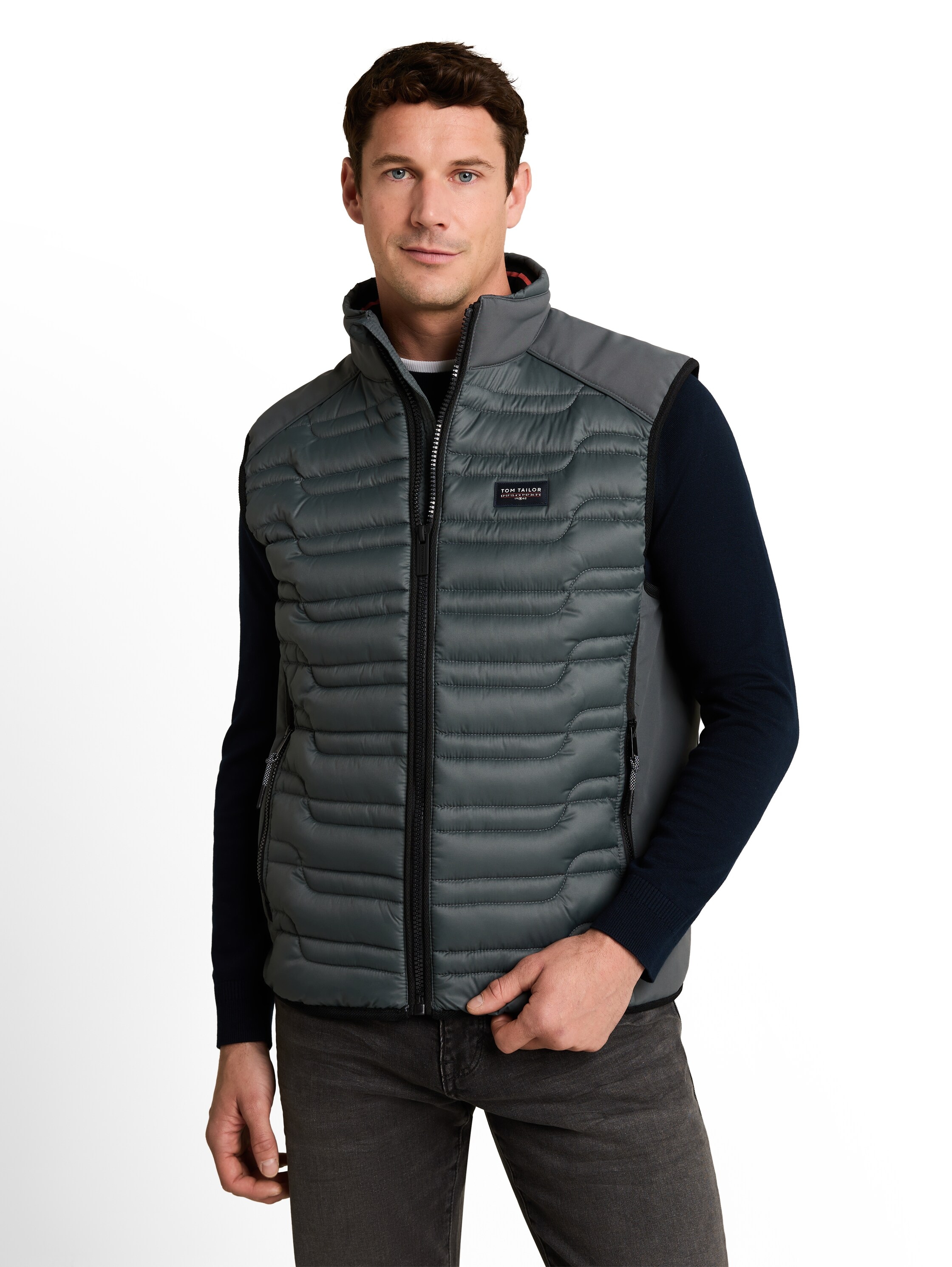 TOM TAILOR Gilet matelassé avec col montant et fermeture éclair