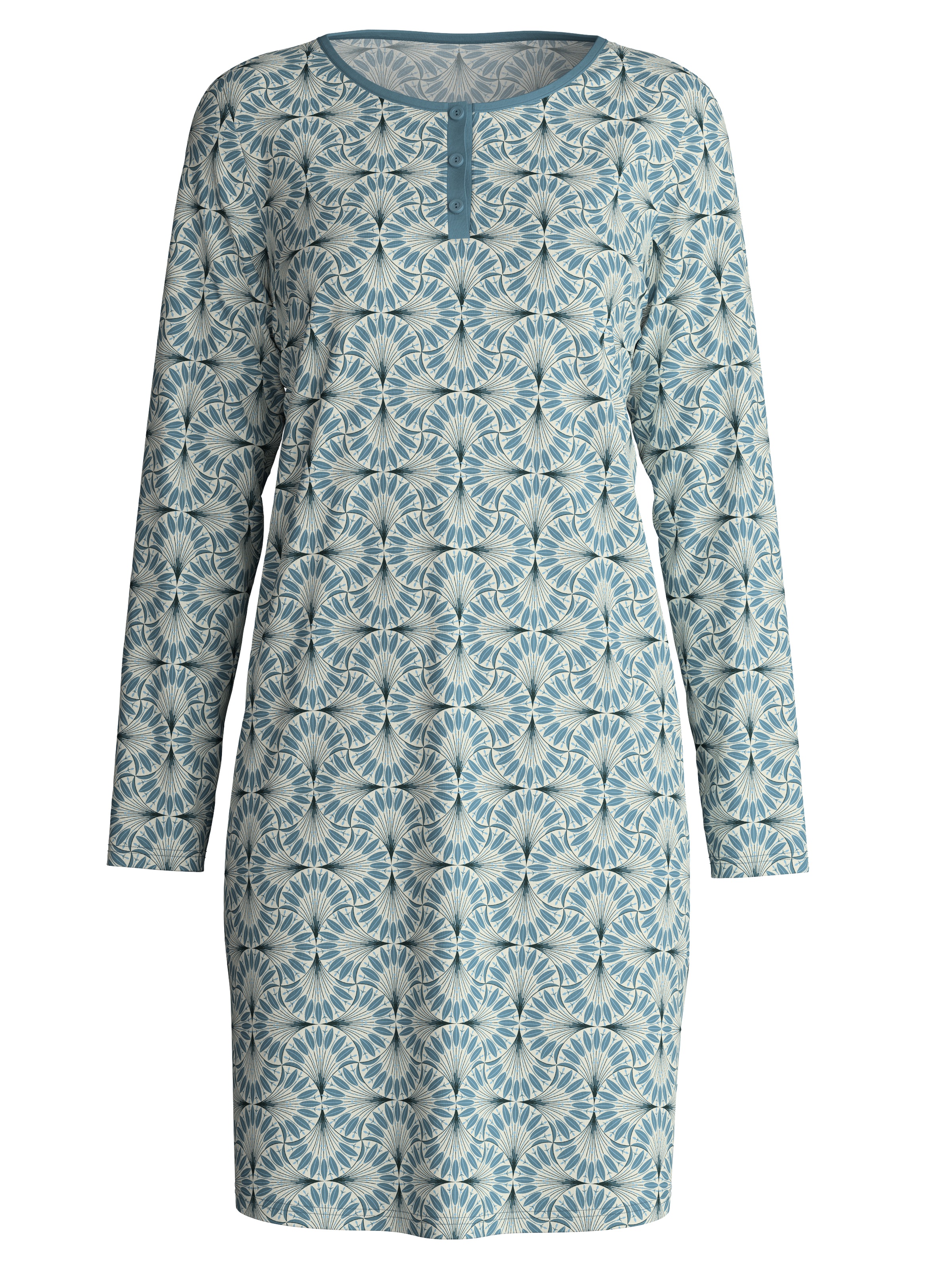 CALIDA Nachthemd »Flower Nights« Knopfleiste, Rundhals-Ausschnitt, Langarm, Pure Cotton