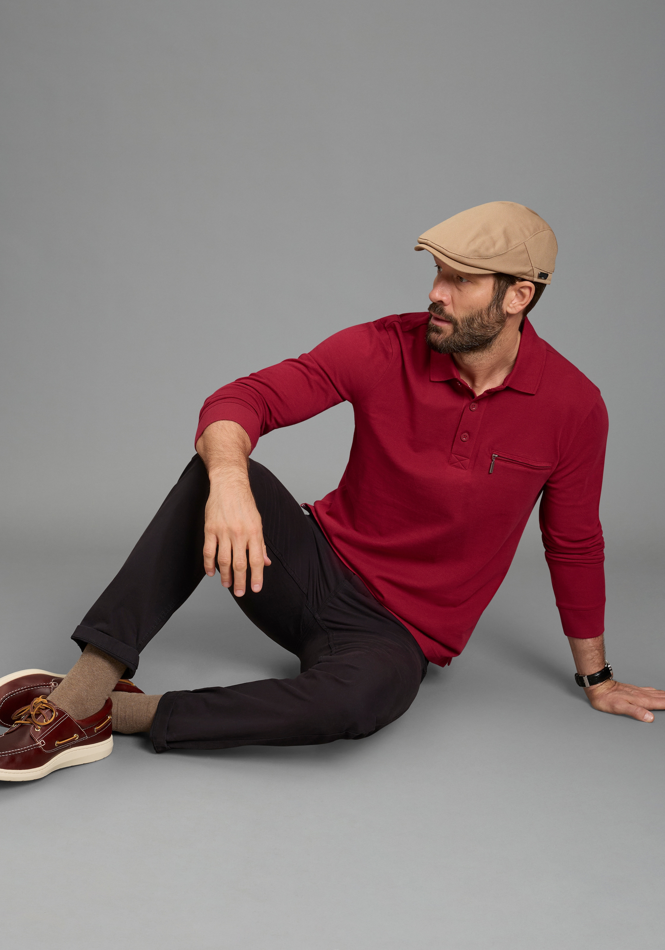 Man's World Langarm-Poloshirt »Neue Kollektion!« schmale Passform, Langarm, mit Reissverschlusstasche
