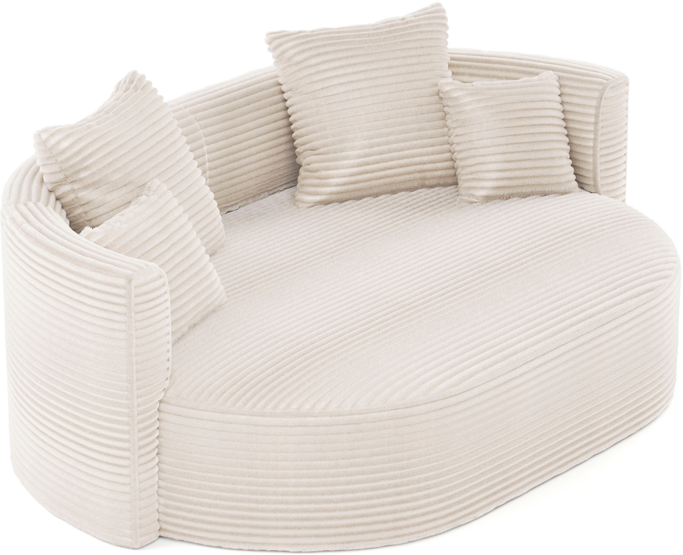LeGer Home by Lena Gercke 2,5-places »ISALIE Cord, rundes Loungesofa, mit Kissen, perfekt gepolstert« tissus modernes, avec 4 coussins décoratifs, assise extra large