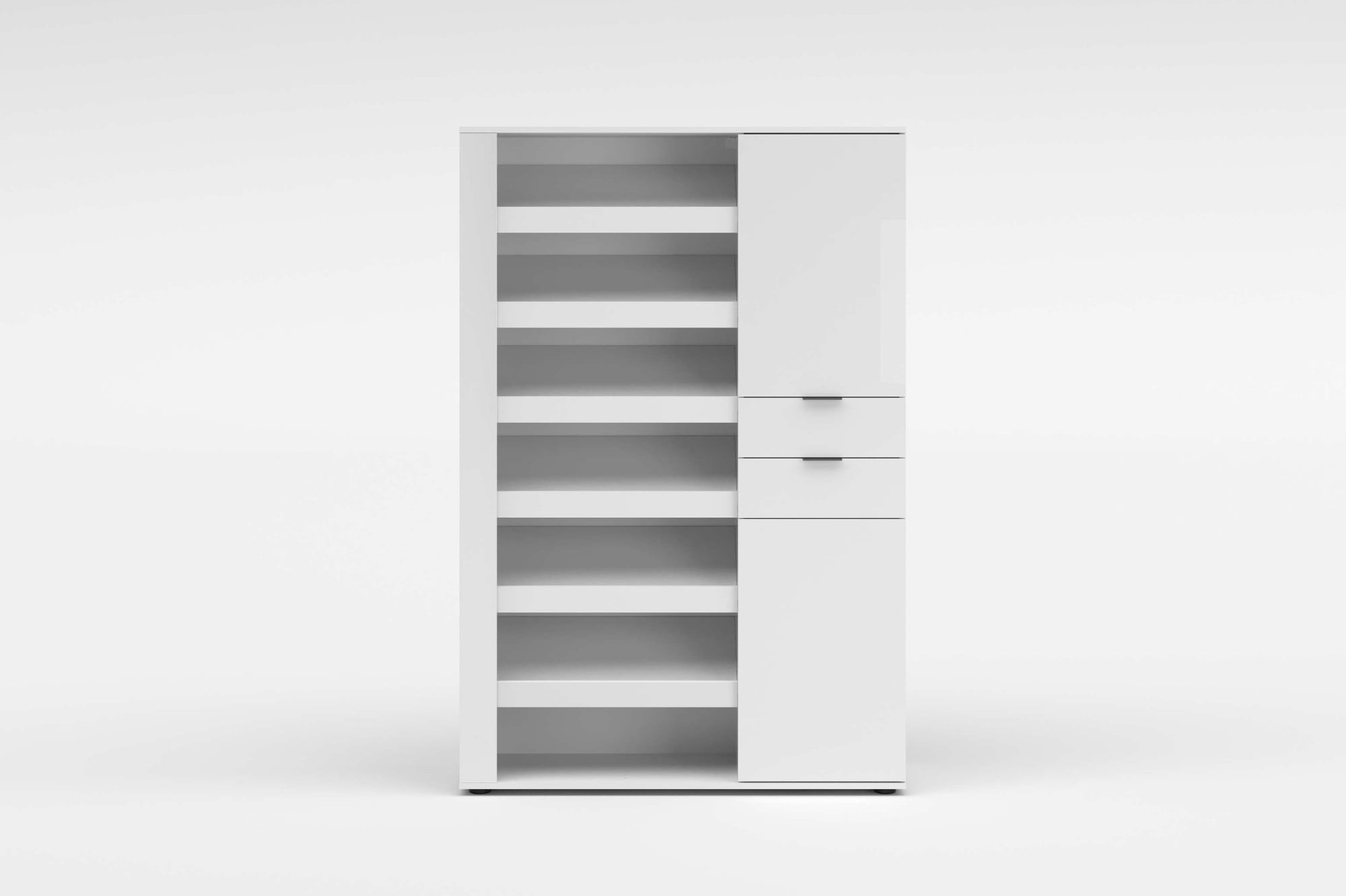 Home affaire Schuhschrank »BOOST, Schuhschrank,Schuhregal, Breite 120 cm, LED optional bestellbar« 1 Stk. tlg. Hochglanz lackiert mit 7 offenen Fächern, 2 Türen und 2 Schubkästen